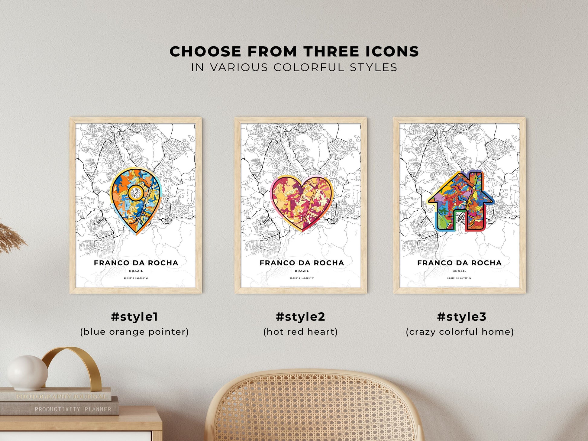 Franco Da Rocha Brazil maps with colorful icons