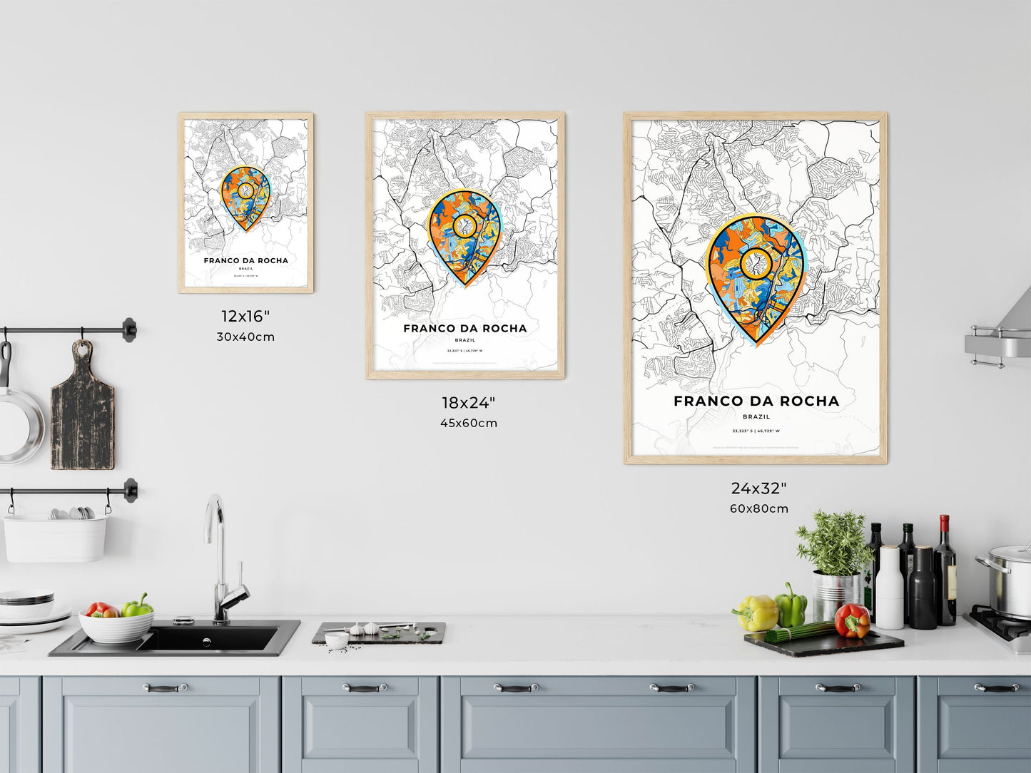 Franco Da Rocha Brazil art map size chart