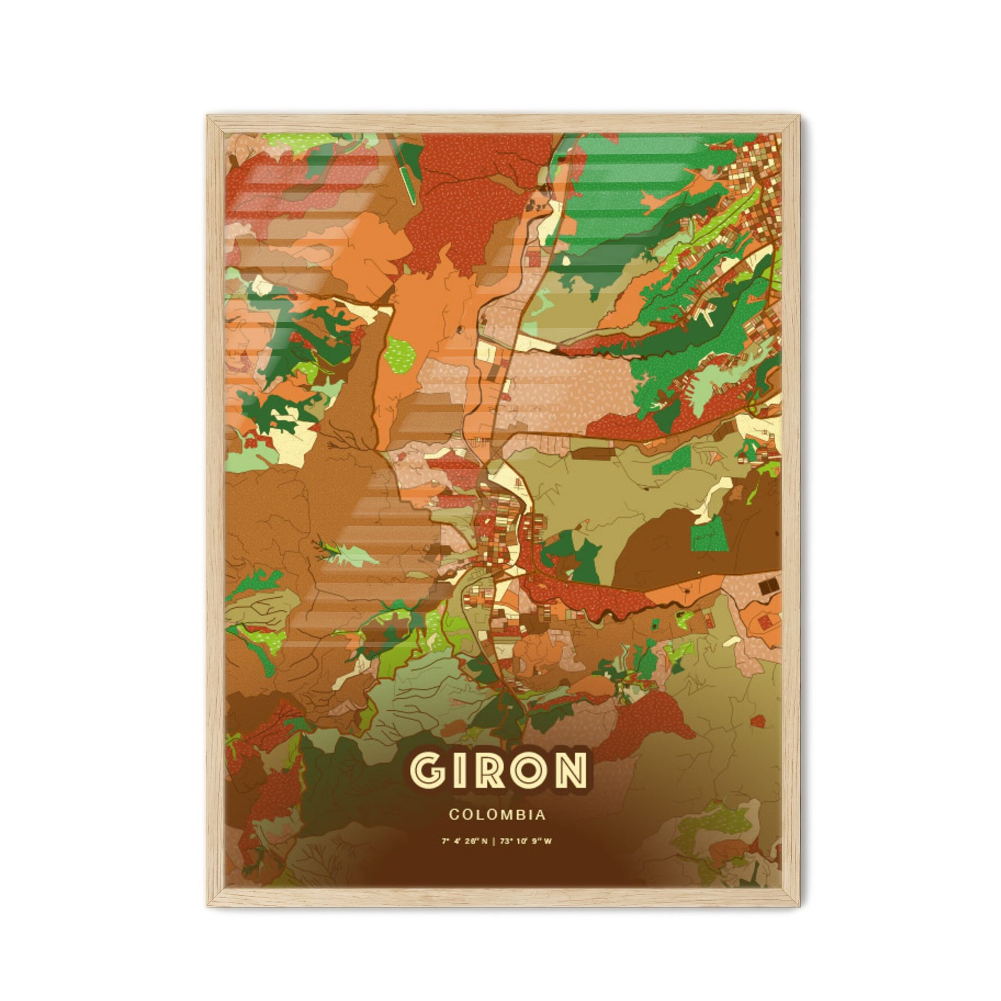 Colorful GIRON COLOMBIA Fine Art Map Farmhouse