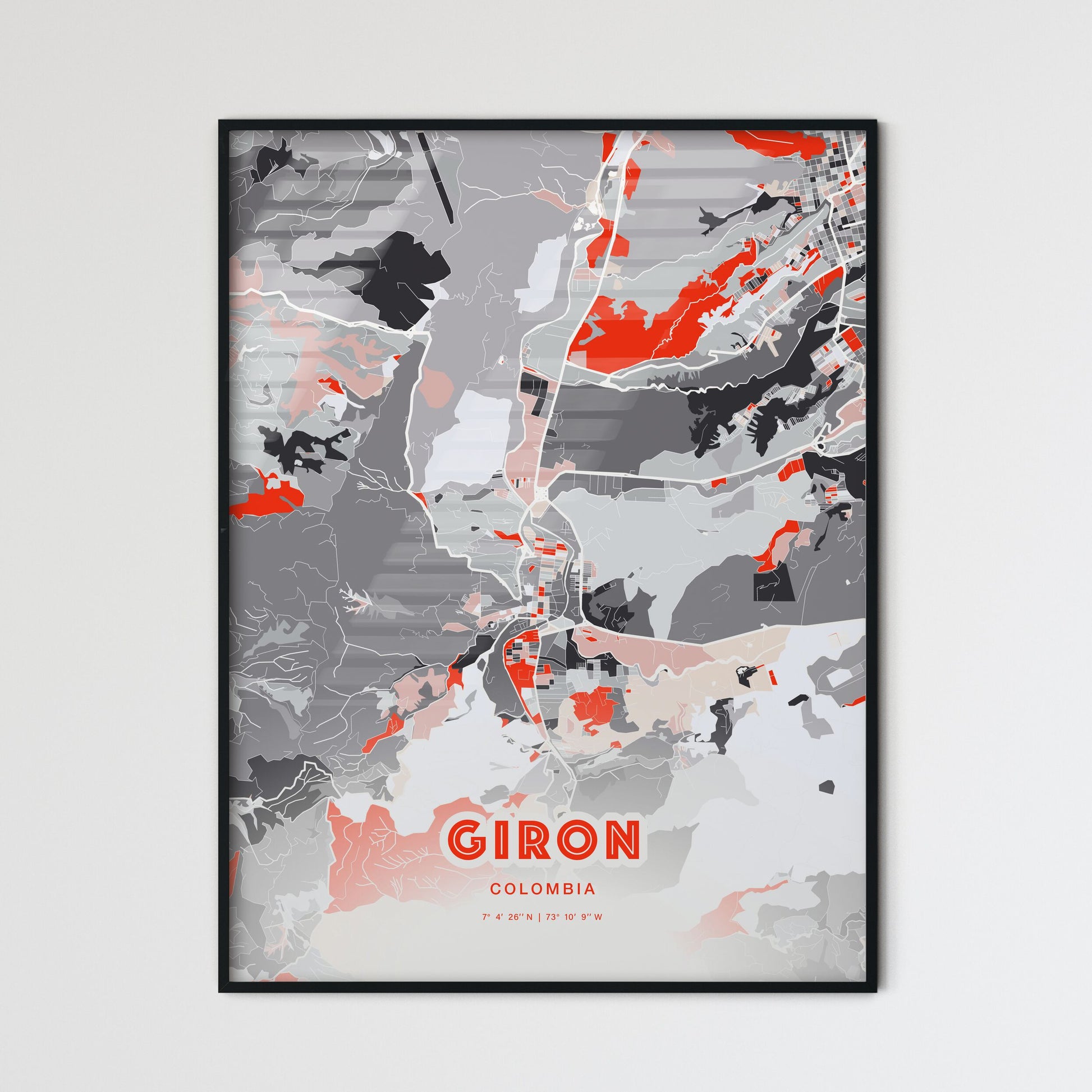 Colorful GIRON COLOMBIA Fine Art Map Modern