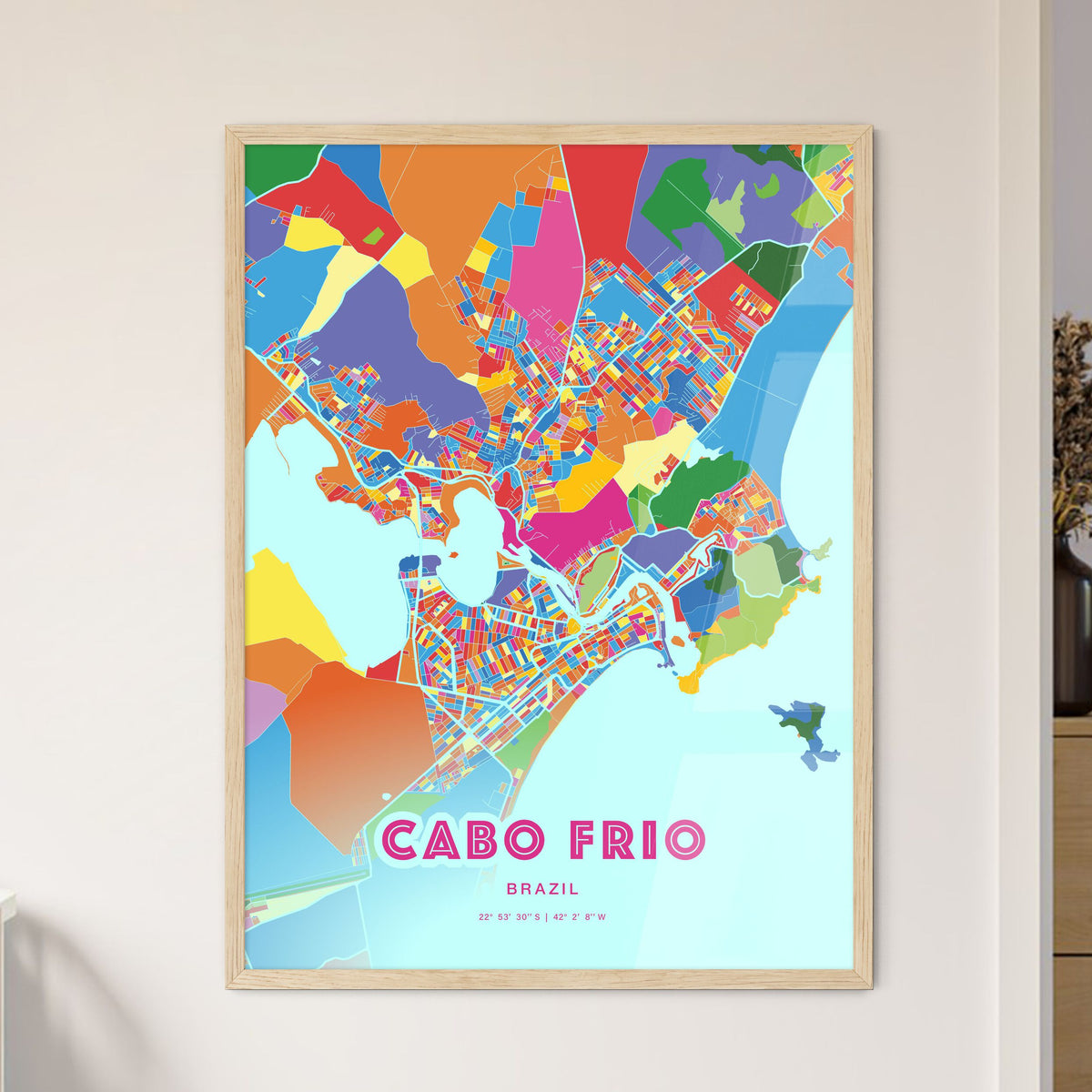 Colorful CABO FRIO BRAZIL Fine Art Map Crazy Colors