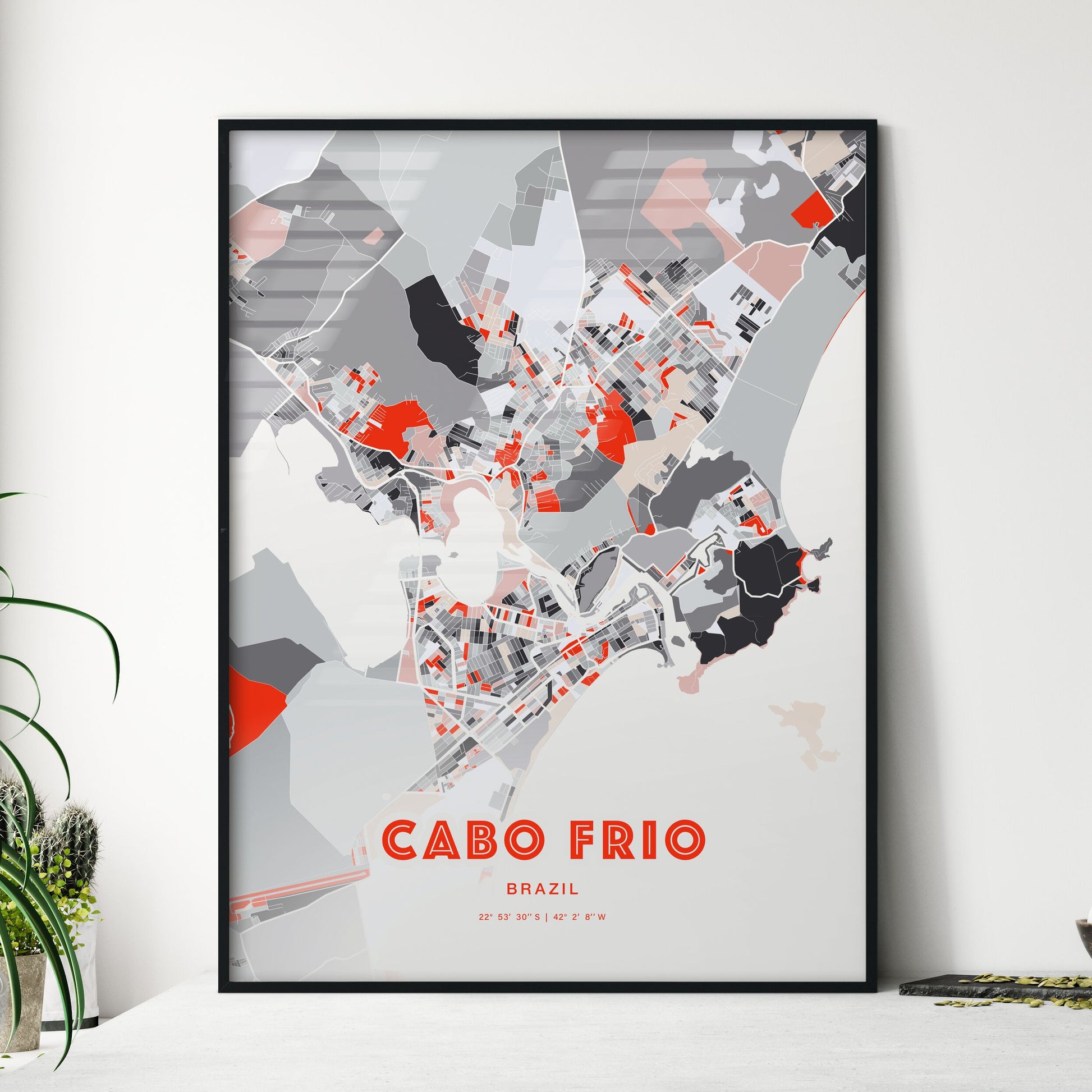 Colorful CABO FRIO BRAZIL Fine Art Map Modern