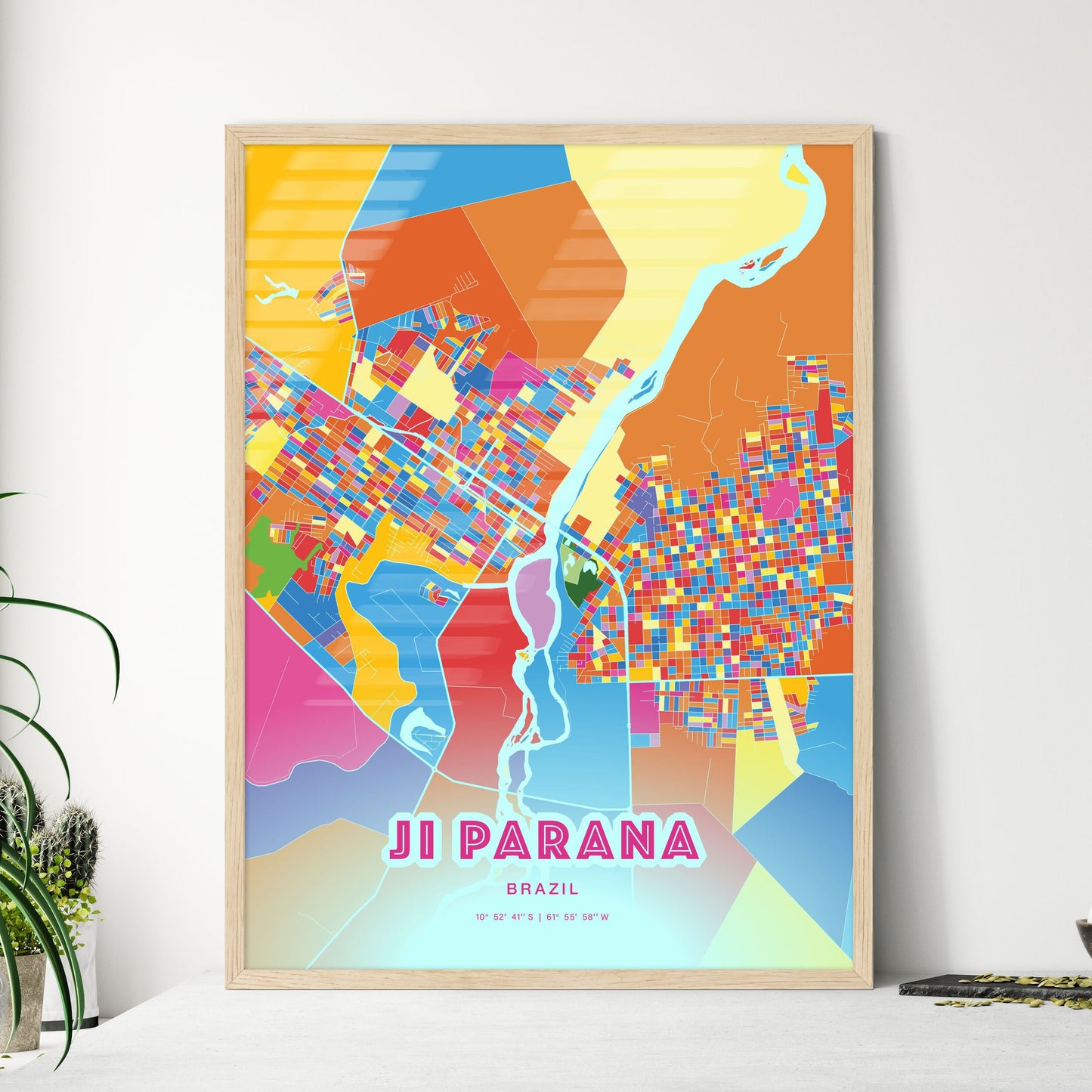 Colorful JI PARANA BRAZIL Fine Art Map Crazy Colors