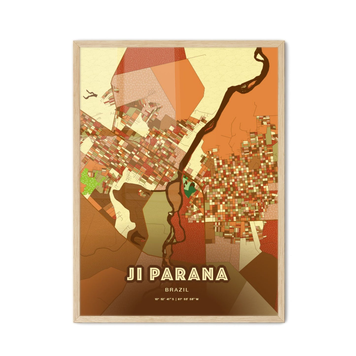 Colorful JI PARANA BRAZIL Fine Art Map Farmhouse