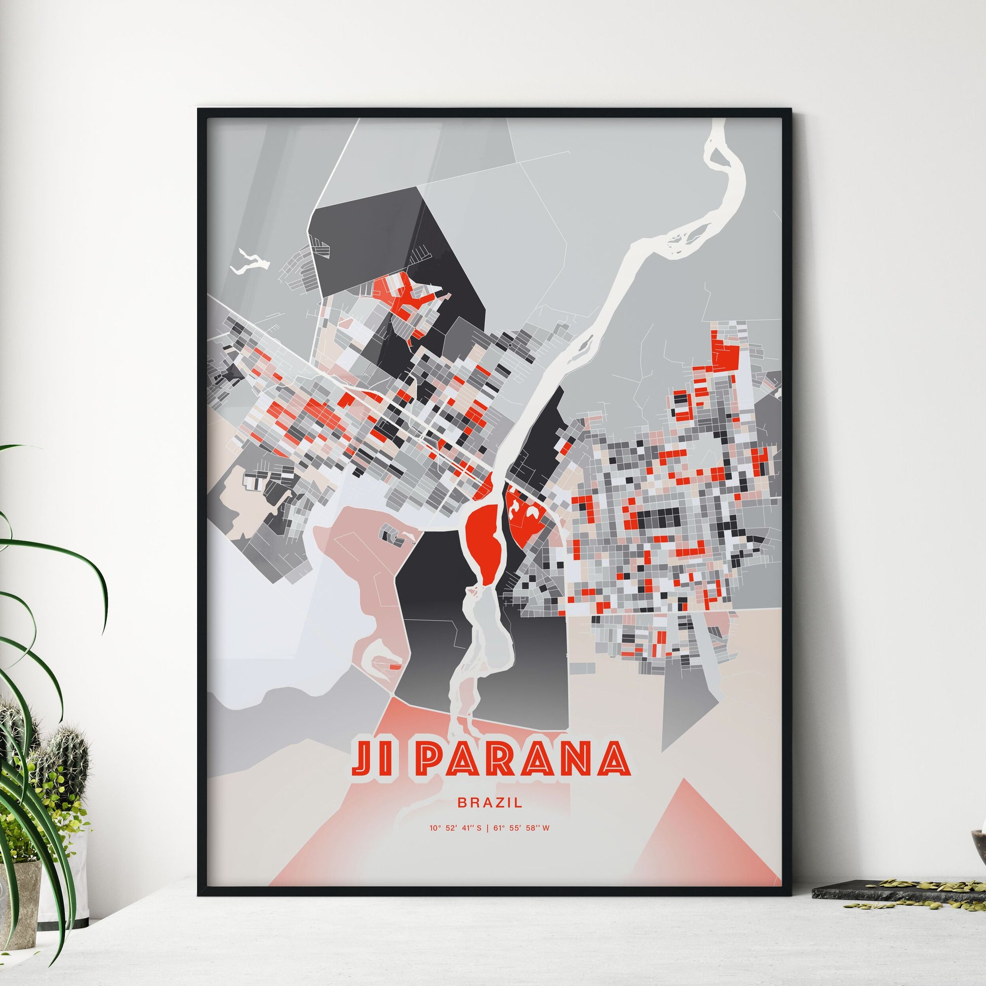 Colorful JI PARANA BRAZIL Fine Art Map Modern