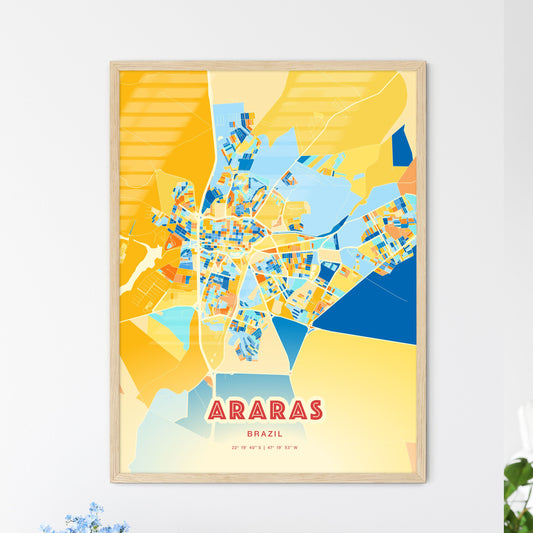 Colorful ARARAS BRAZIL Fine Art Map Blue Orange