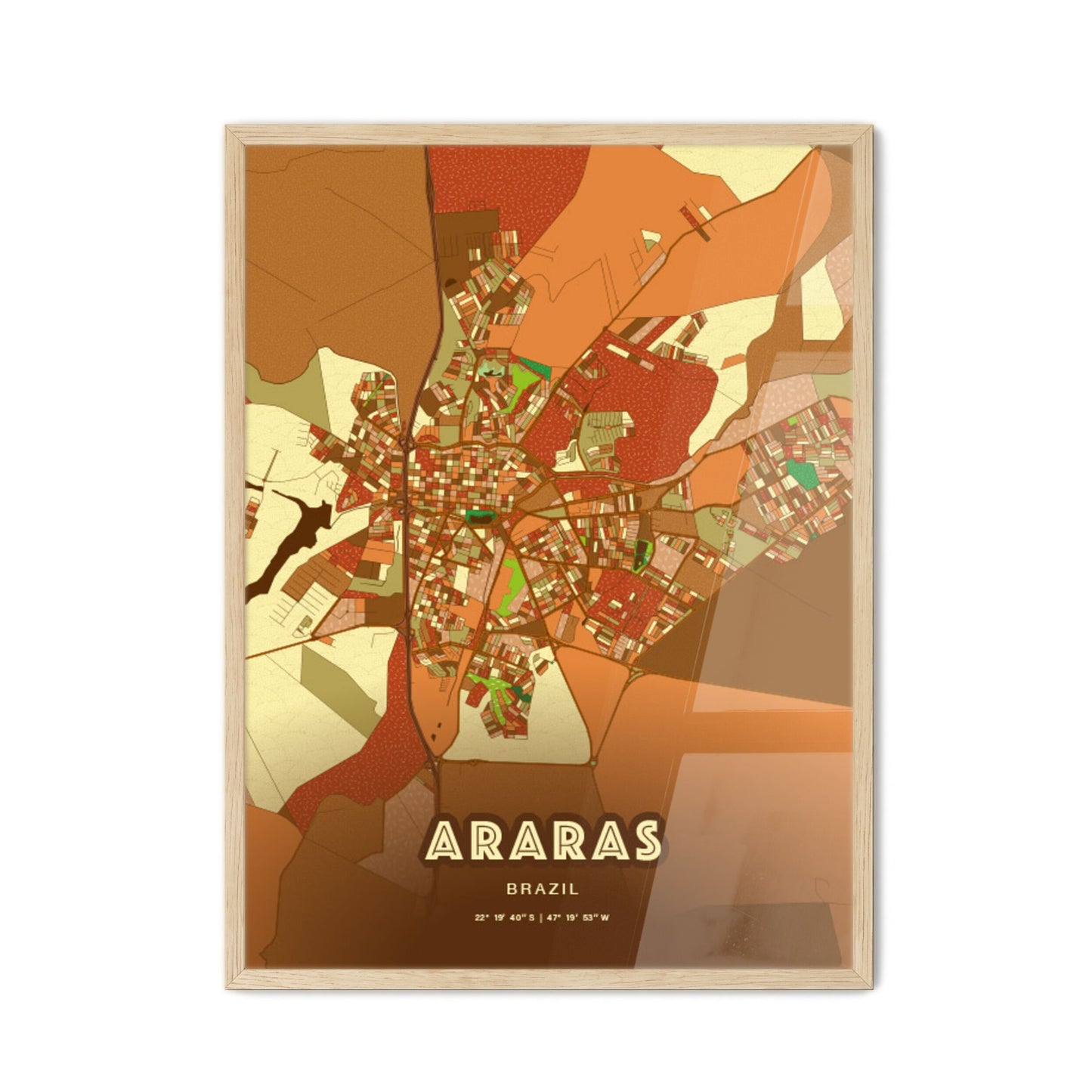 Colorful ARARAS BRAZIL Fine Art Map Farmhouse