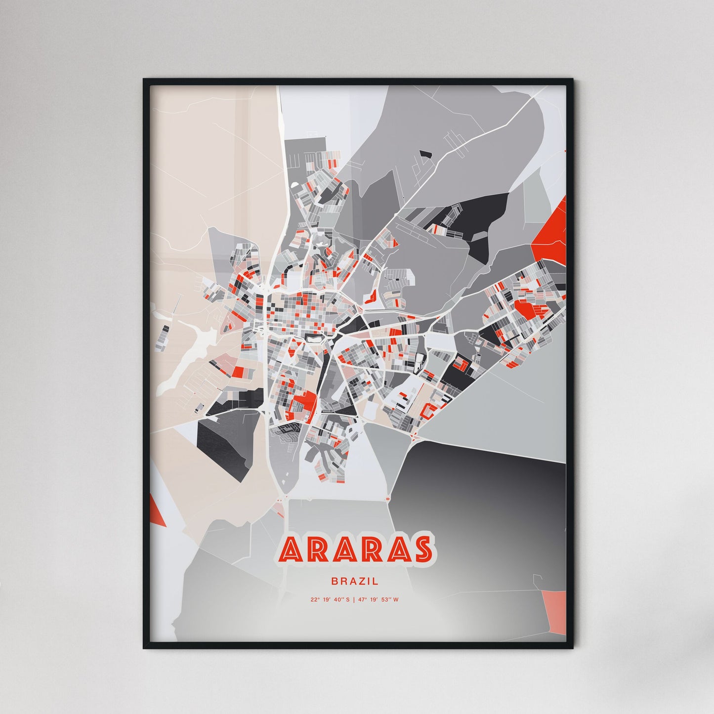 Colorful ARARAS BRAZIL Fine Art Map Modern