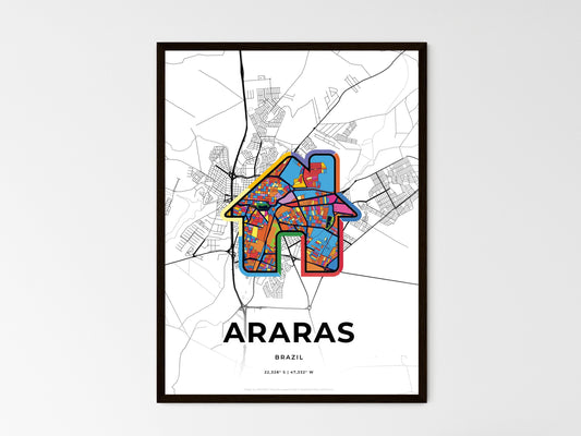 Araras Brazil wedding art map with home icon