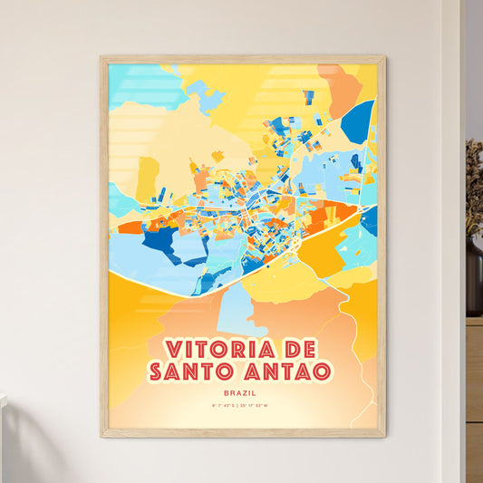 Colorful VITORIA DE SANTO ANTAO BRAZIL Fine Art Map Blue Orange