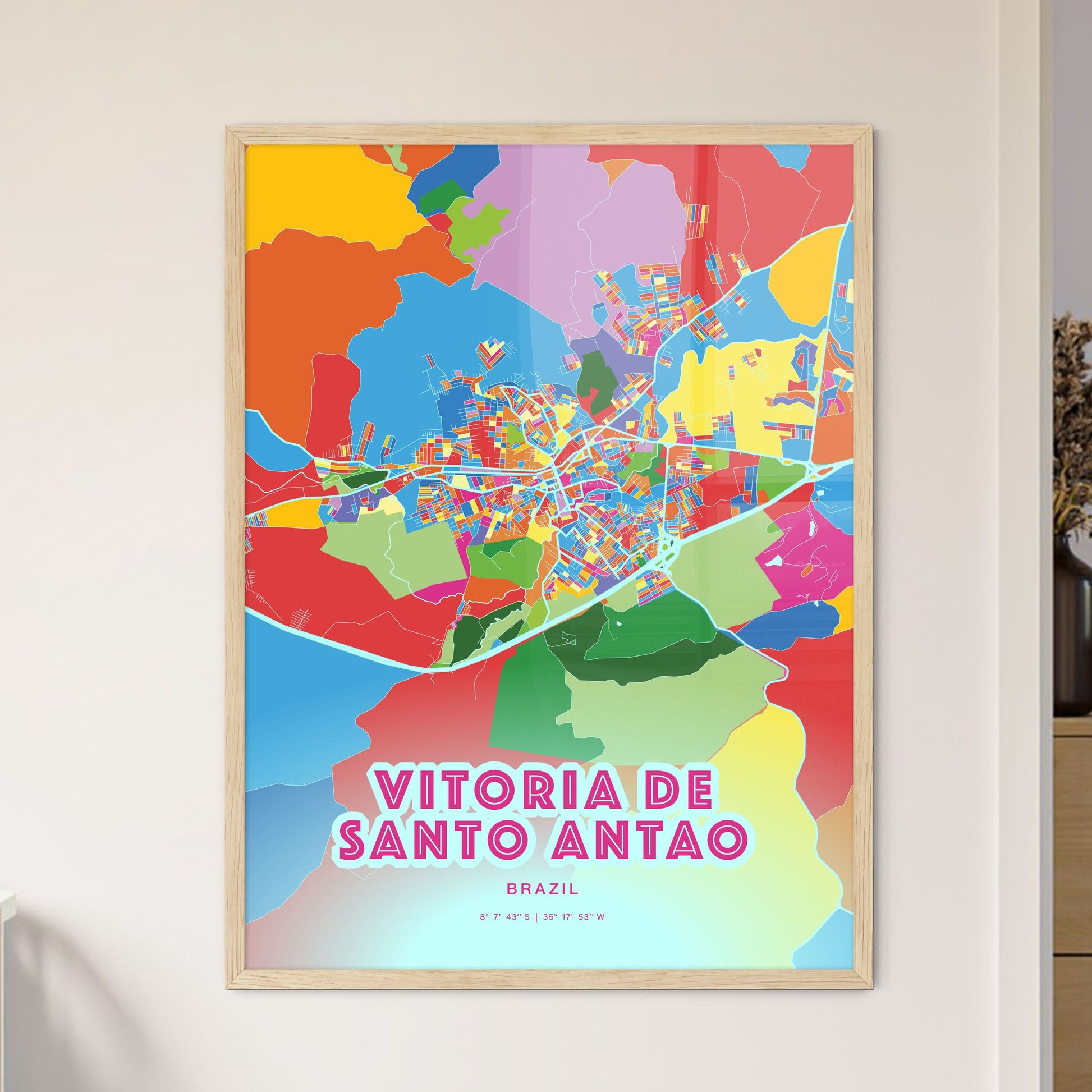 Colorful VITORIA DE SANTO ANTAO BRAZIL Fine Art Map Crazy Colors
