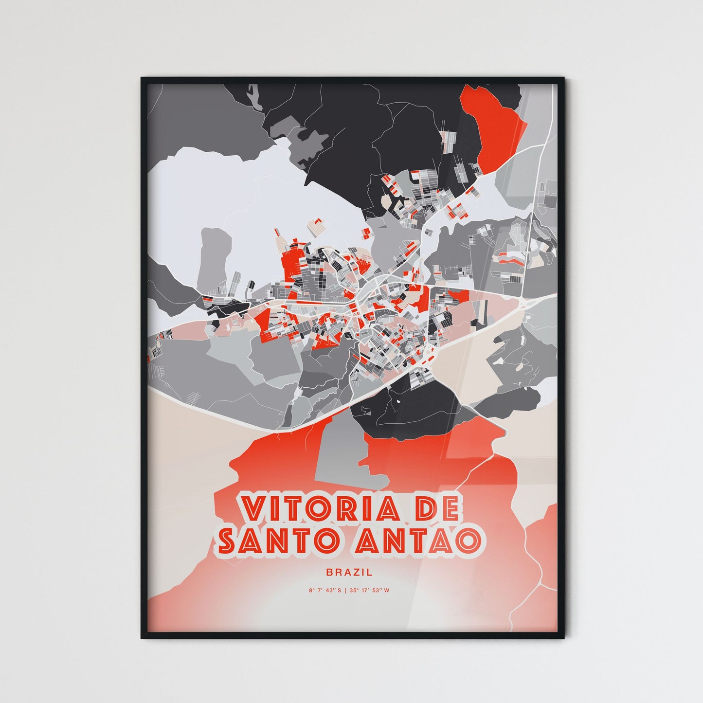 Colorful VITORIA DE SANTO ANTAO BRAZIL Fine Art Map Modern