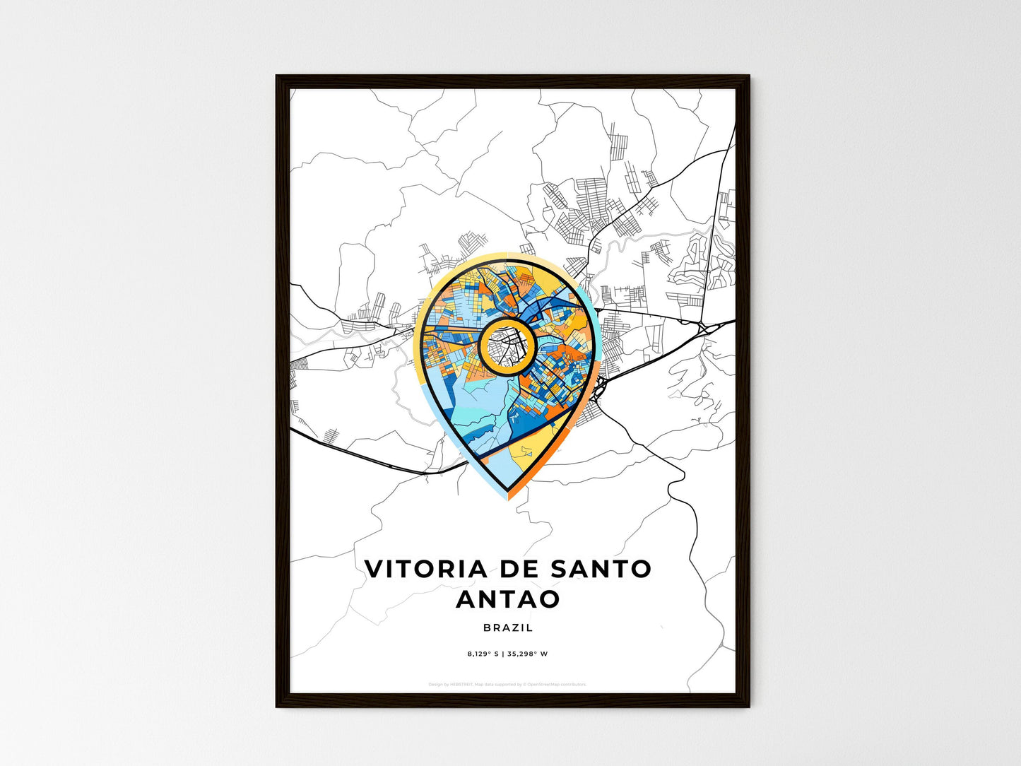 Vitoria De Santo Antao Brazil wedding art map with pointer icon