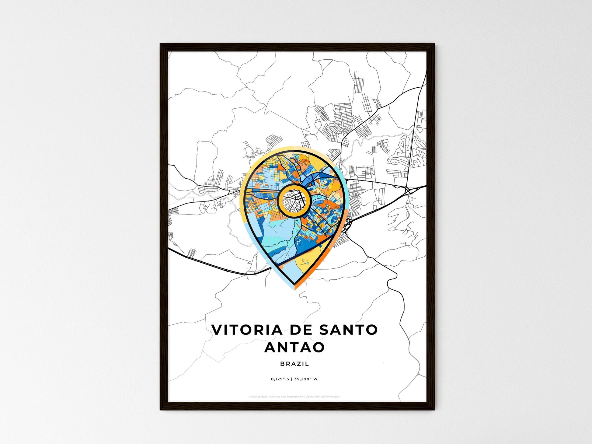 Vitoria De Santo Antao Brazil wedding art map with pointer icon