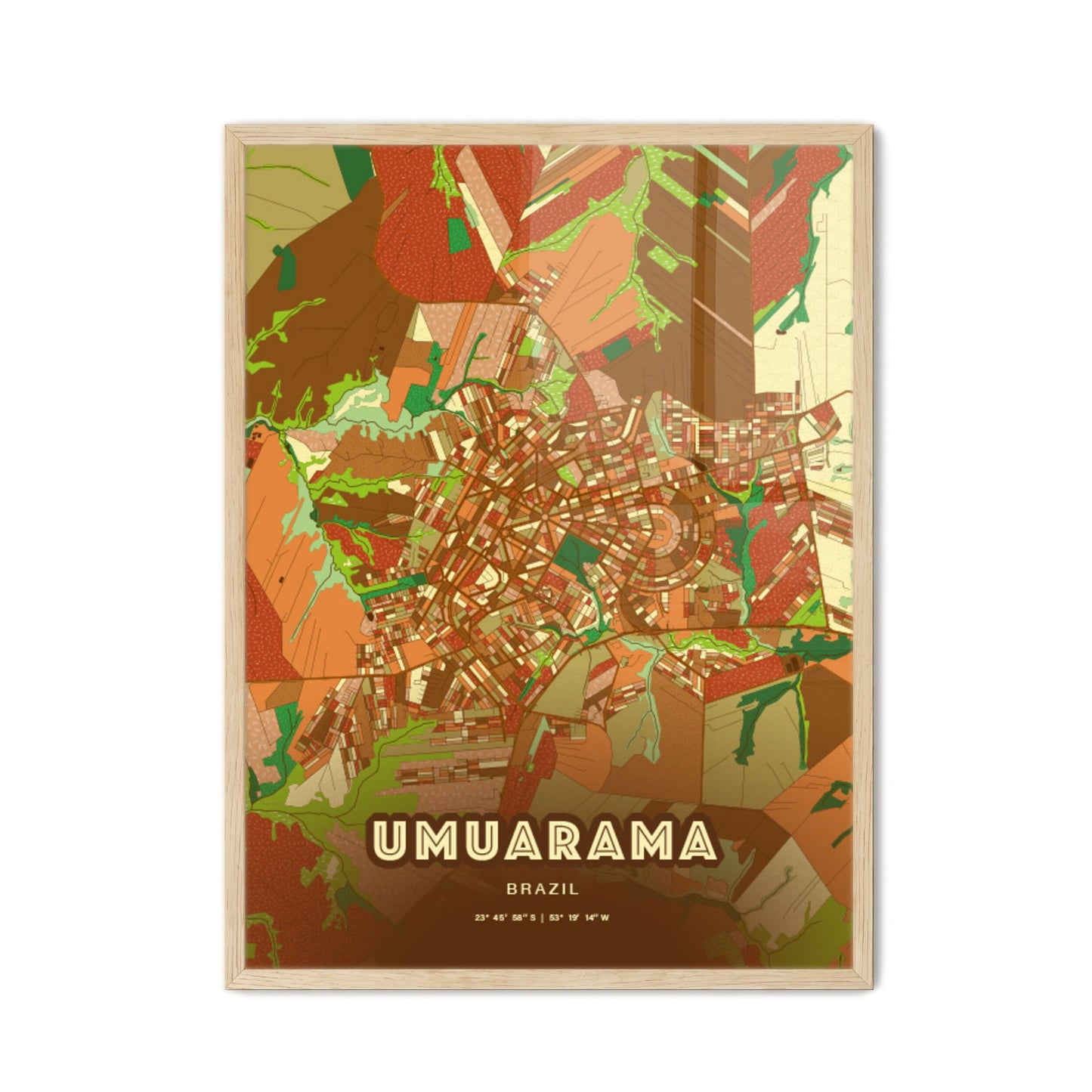 Colorful UMUARAMA BRAZIL Fine Art Map Farmhouse