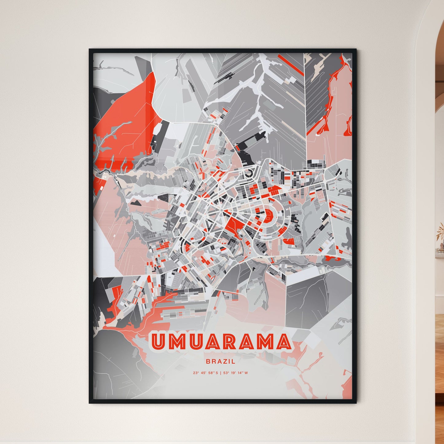 Colorful UMUARAMA BRAZIL Fine Art Map Modern