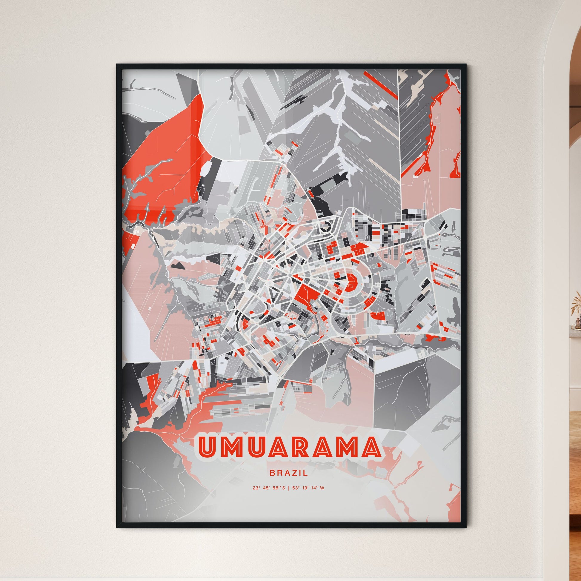 Colorful UMUARAMA BRAZIL Fine Art Map Modern