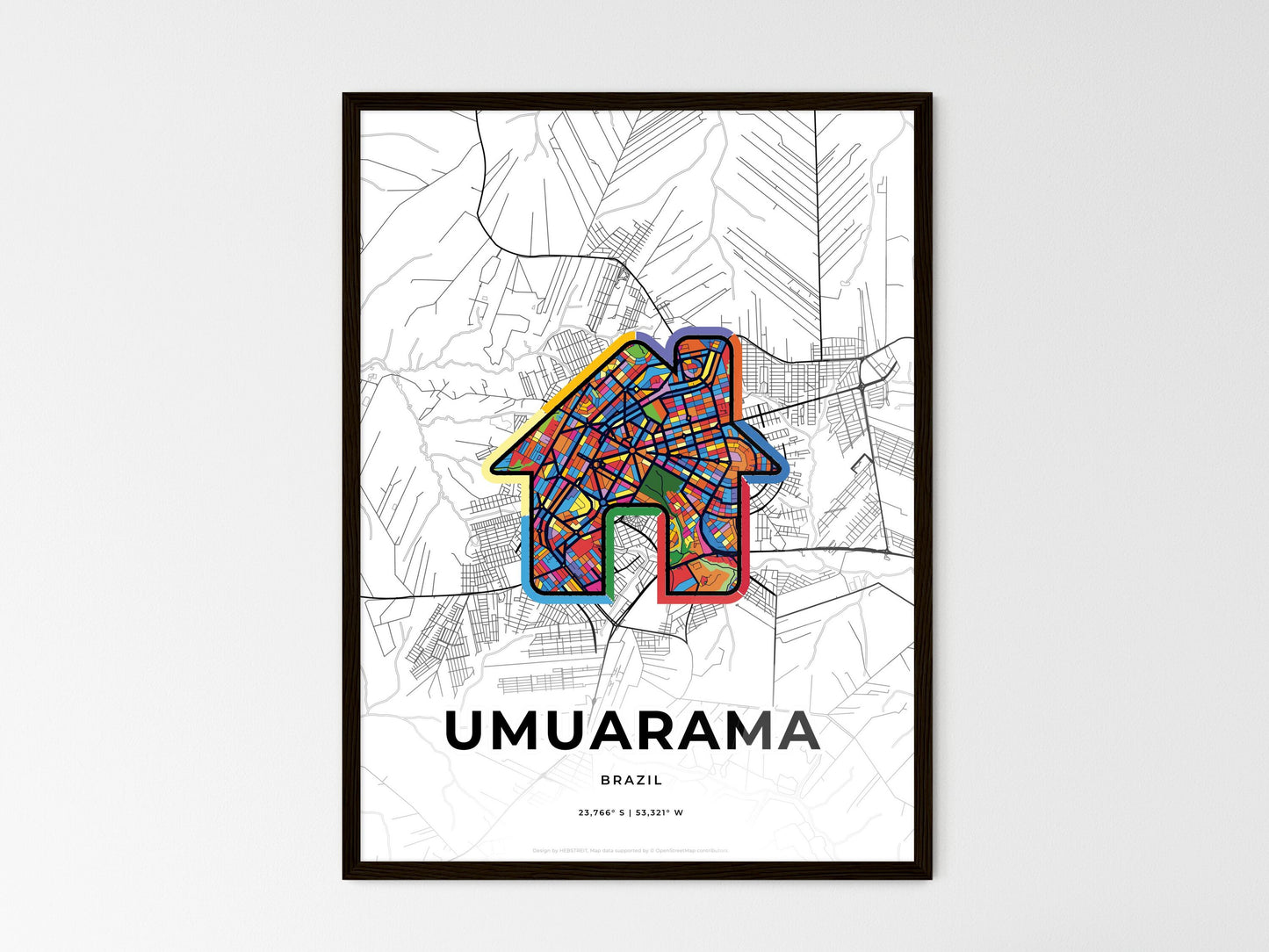 Umuarama Brazil wedding art map with home icon
