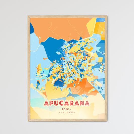 Colorful APUCARANA BRAZIL Fine Art Map Blue Orange