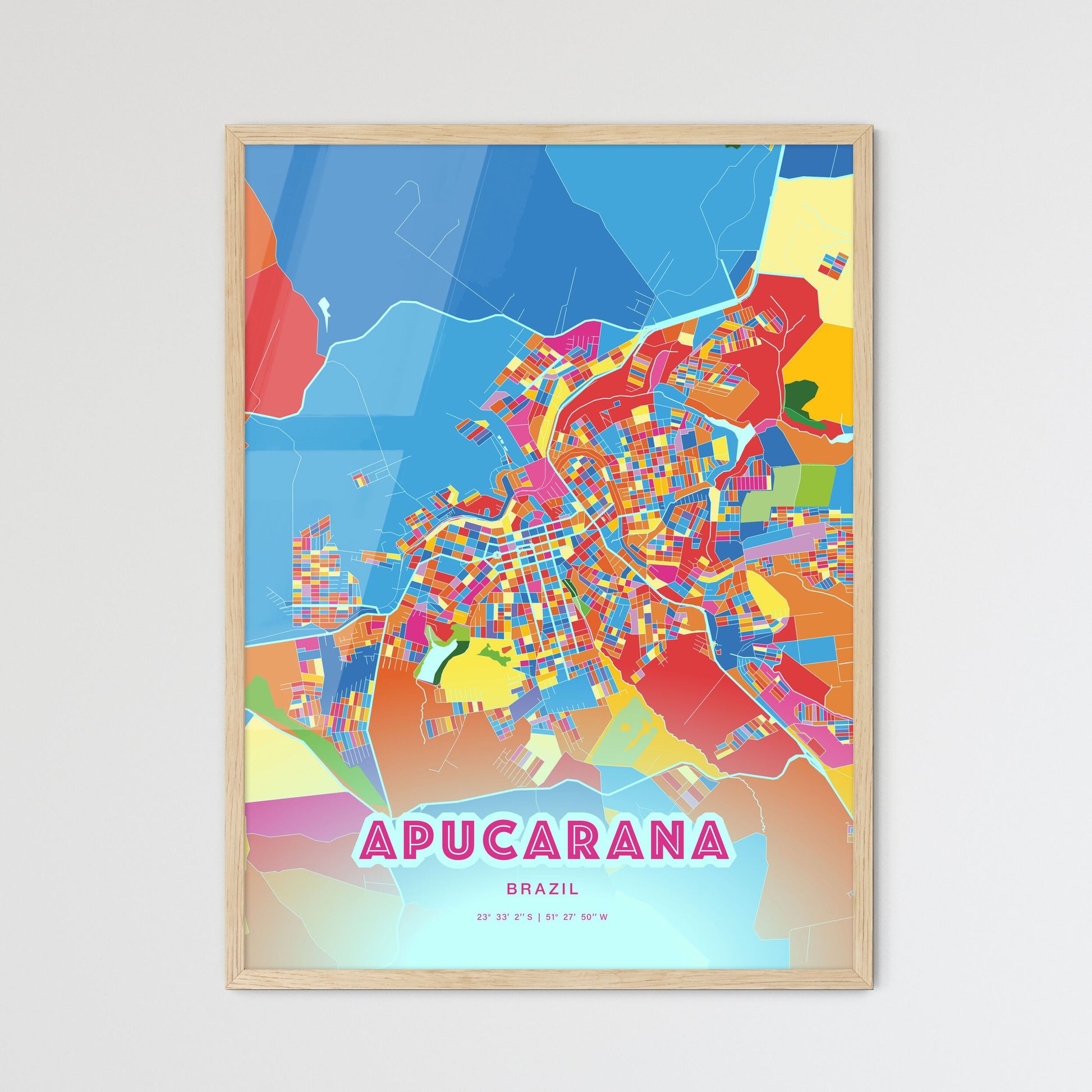 Colorful APUCARANA BRAZIL Fine Art Map Crazy Colors