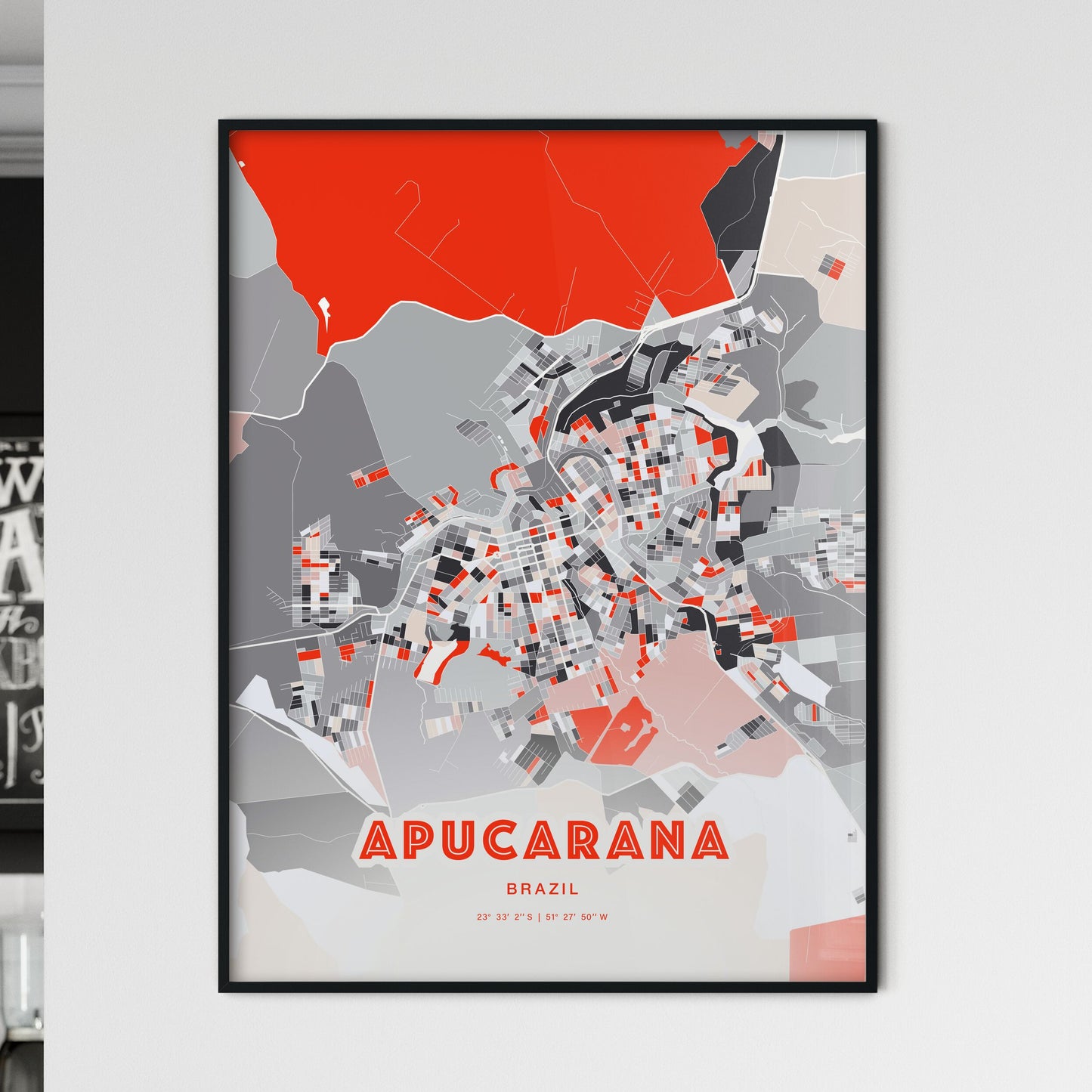 Colorful APUCARANA BRAZIL Fine Art Map Modern
