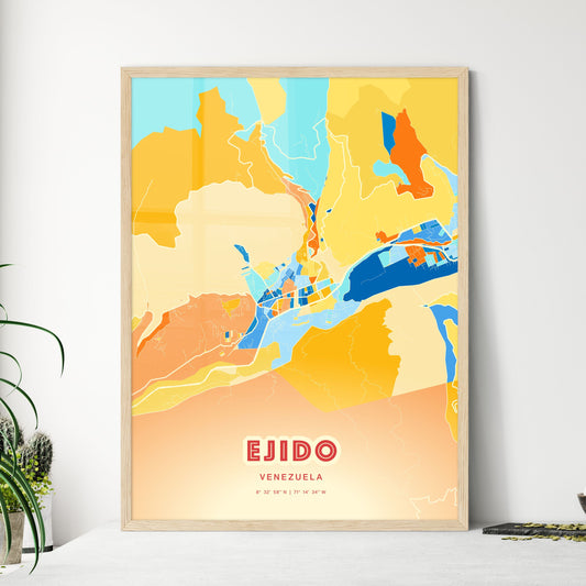 Colorful EJIDO VENEZUELA Fine Art Map Blue Orange