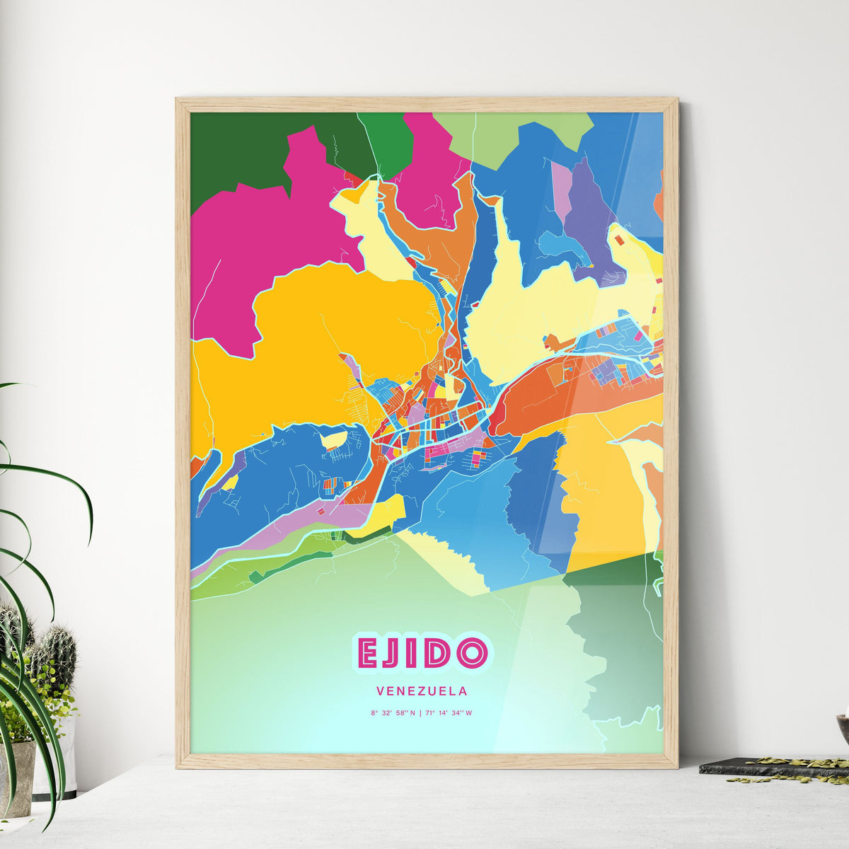 Colorful EJIDO VENEZUELA Fine Art Map Crazy Colors