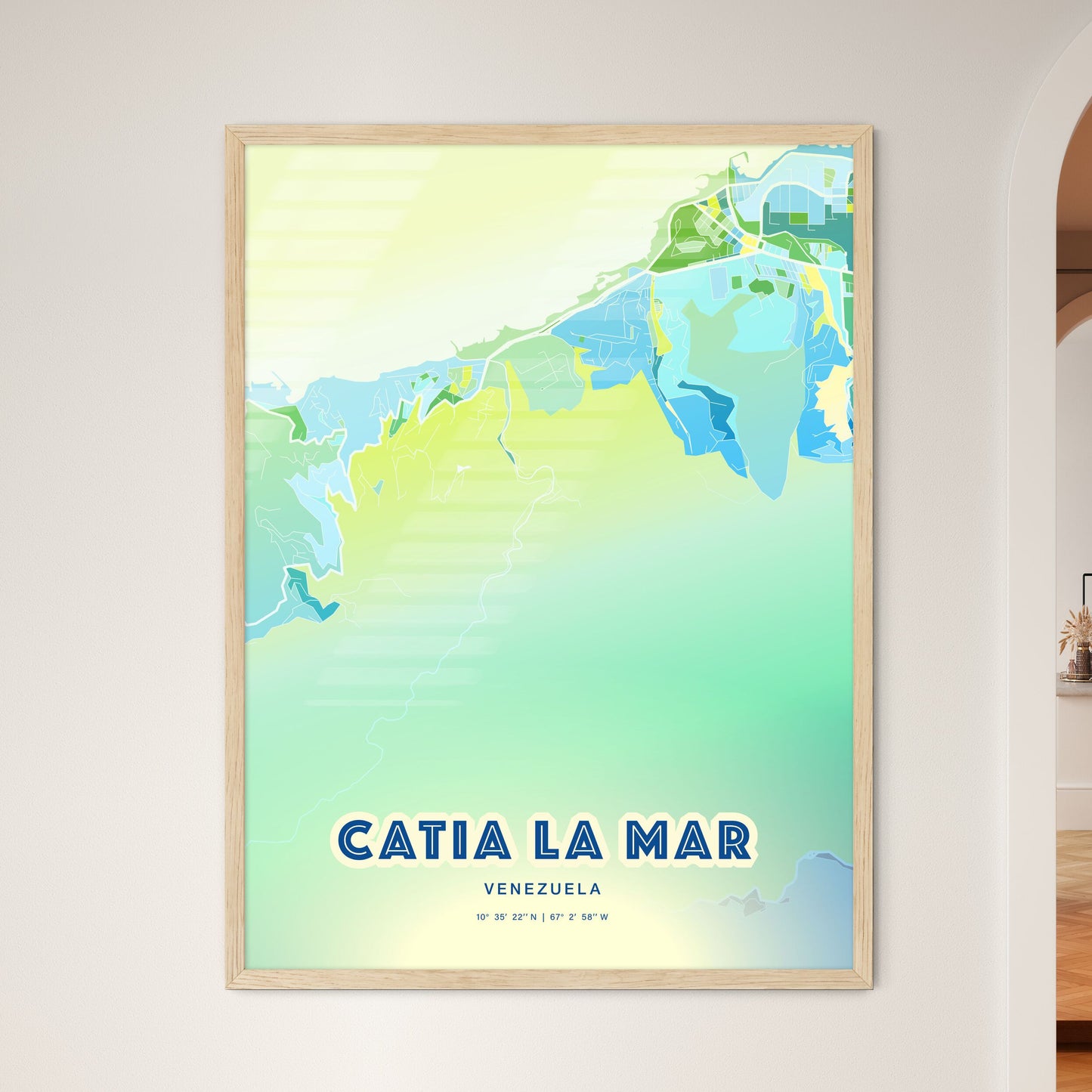 Colorful CATIA LA MAR VENEZUELA Fine Art Map Cool Blue