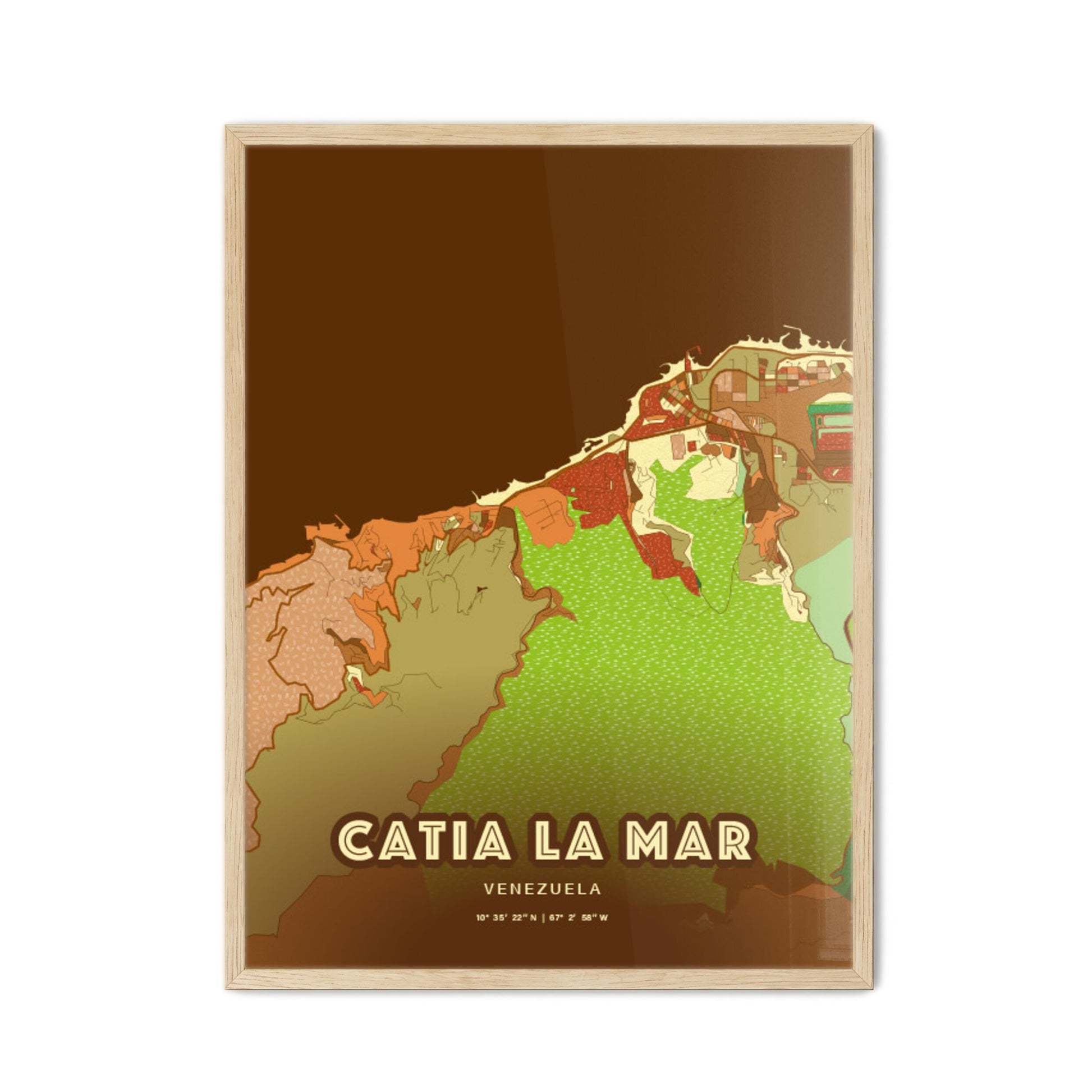 Colorful CATIA LA MAR VENEZUELA Fine Art Map Farmhouse