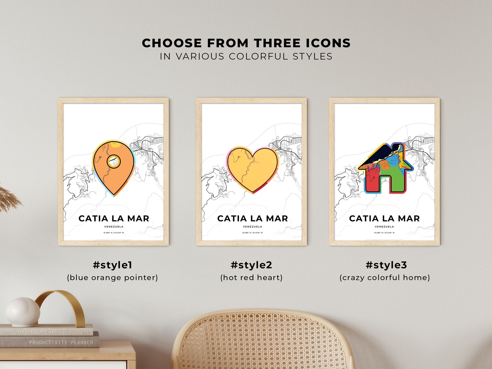 Catia La Mar Venezuela maps with colorful icons