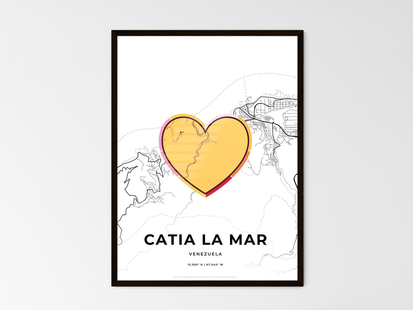 Catia La Mar Venezuela wedding art map with heart icon