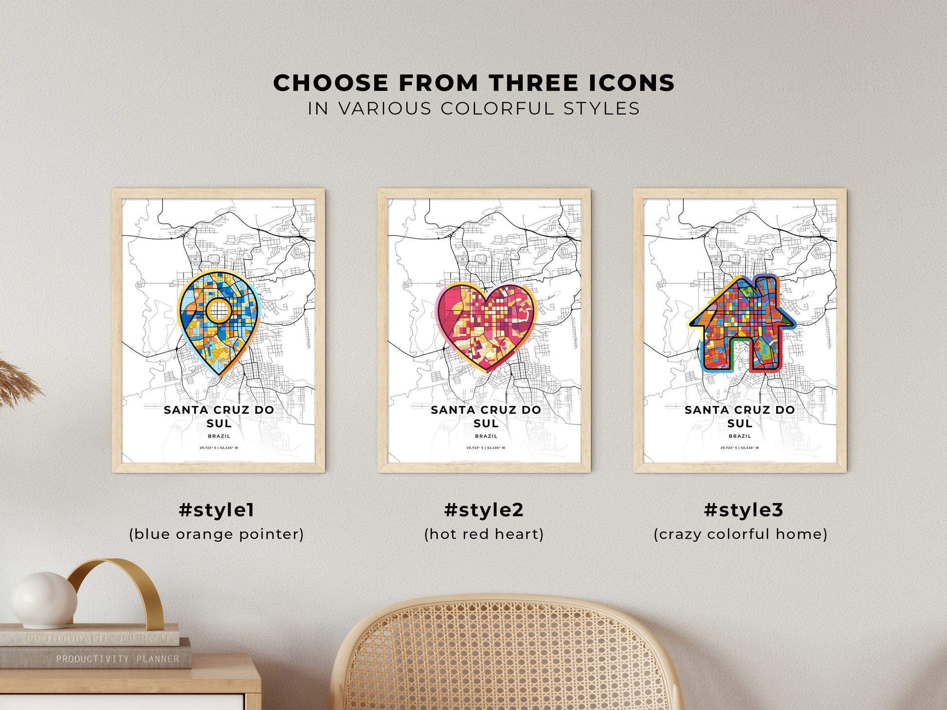 Santa Cruz Do Sul Brazil maps with colorful icons