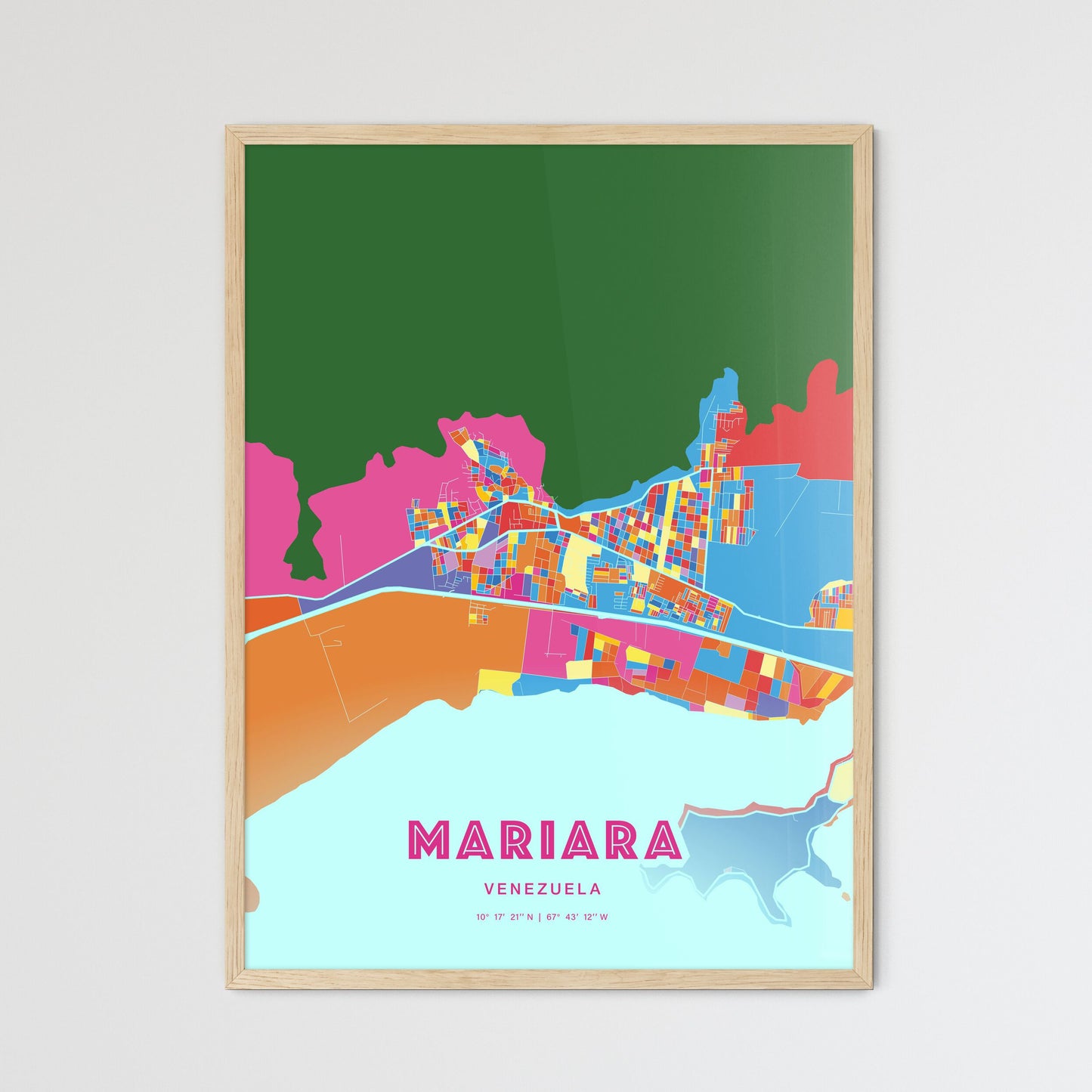 Colorful MARIARA VENEZUELA Fine Art Map Crazy Colors