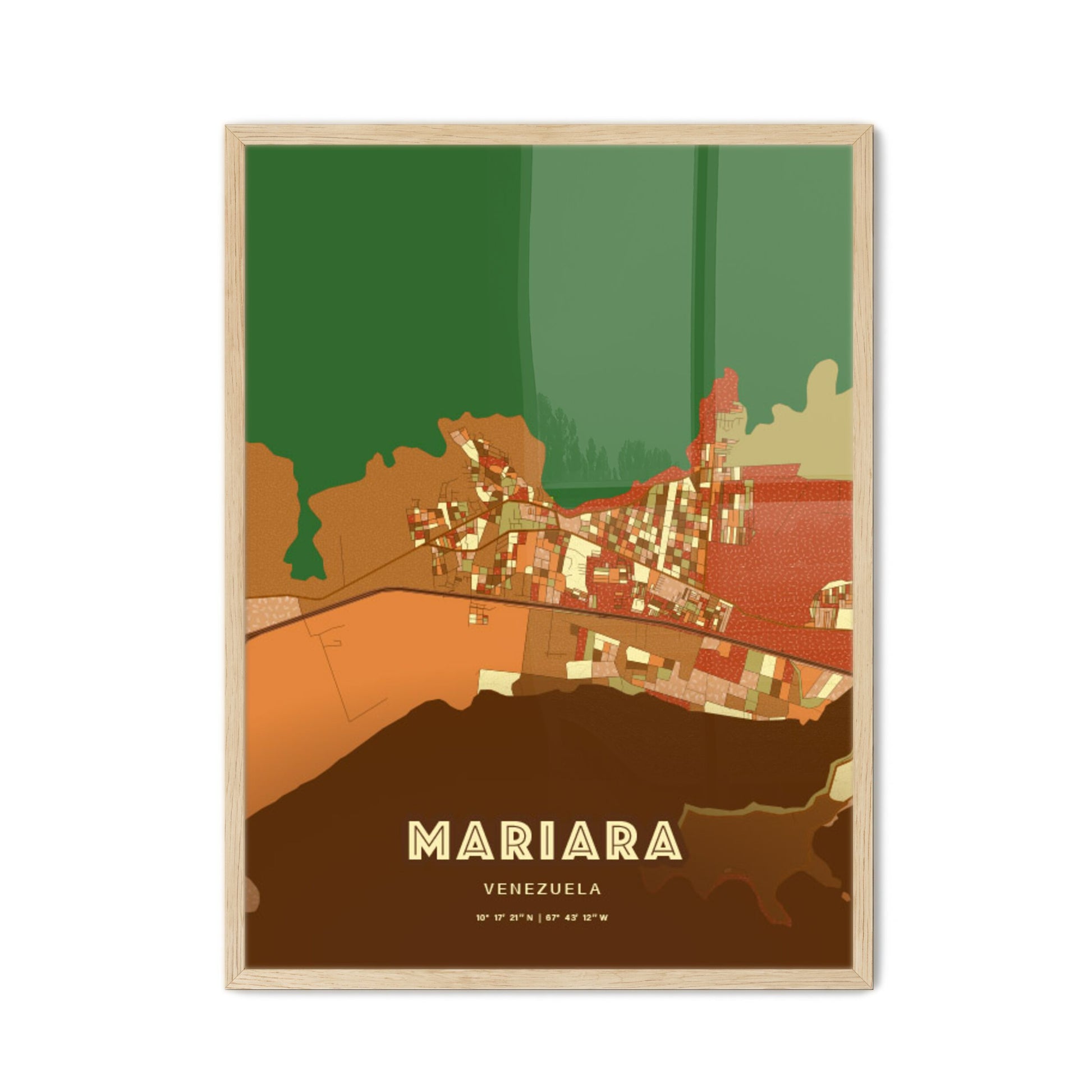 Colorful MARIARA VENEZUELA Fine Art Map Farmhouse