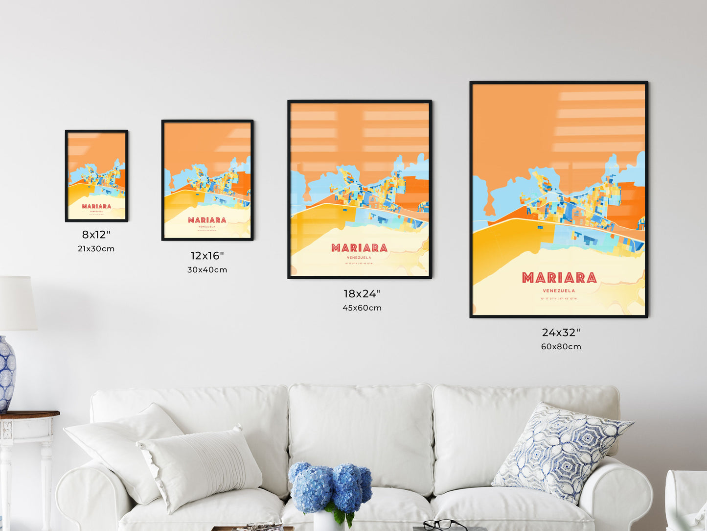 Colorful MARIARA VENEZUELA Fine Art Map Blue Orange