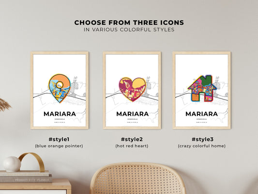 Mariara Venezuela maps with colorful icons