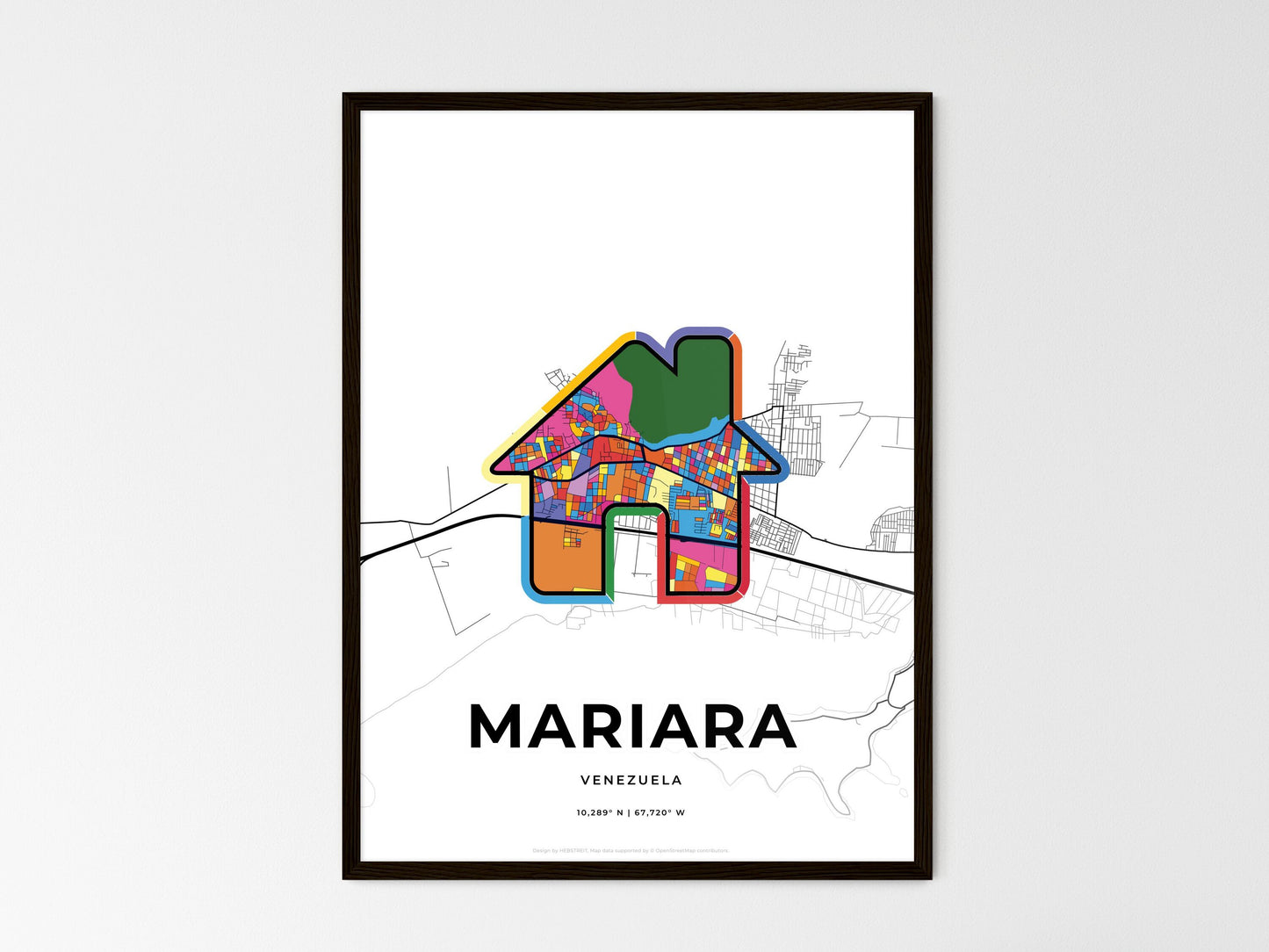 Mariara Venezuela wedding art map with home icon