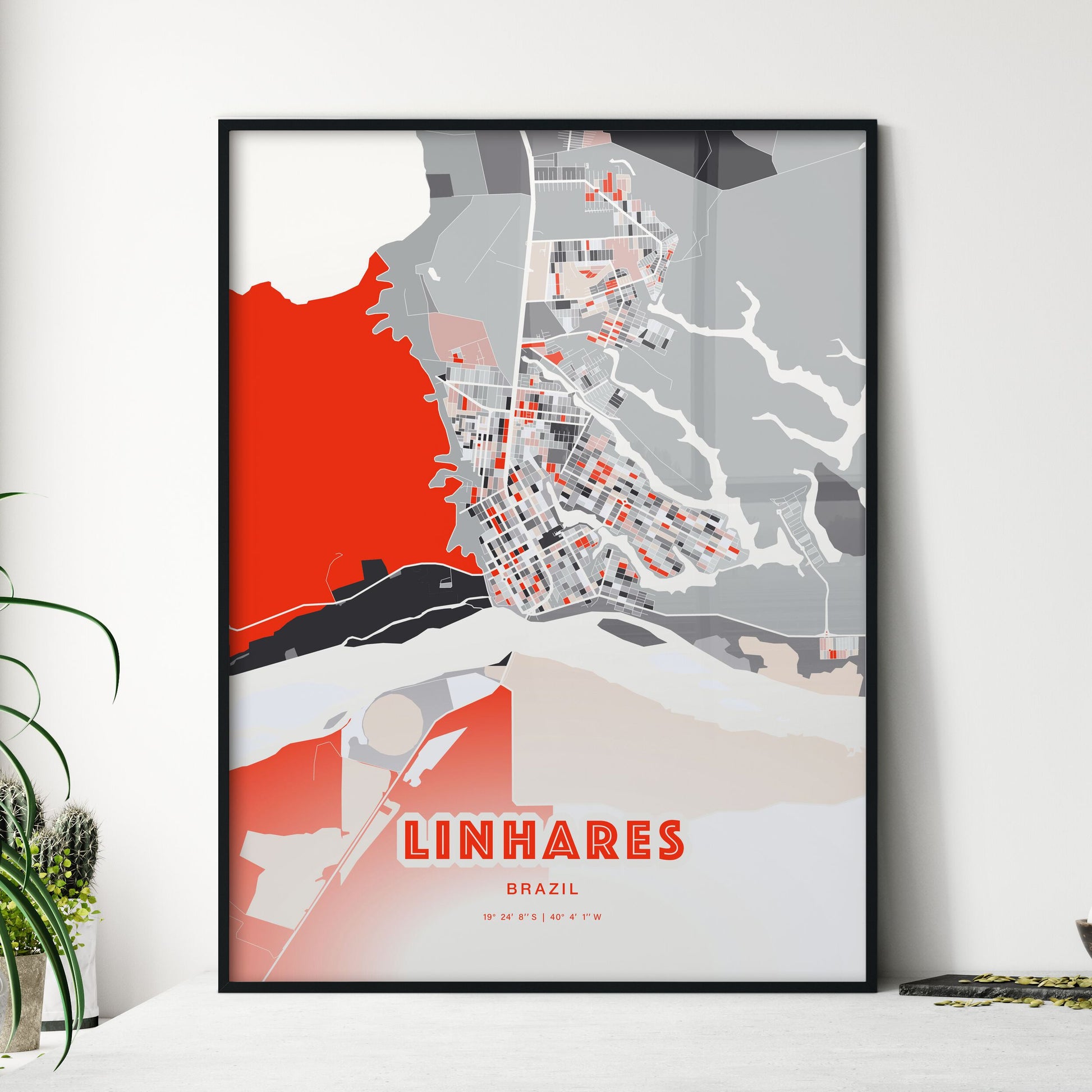 Colorful LINHARES BRAZIL Fine Art Map Modern