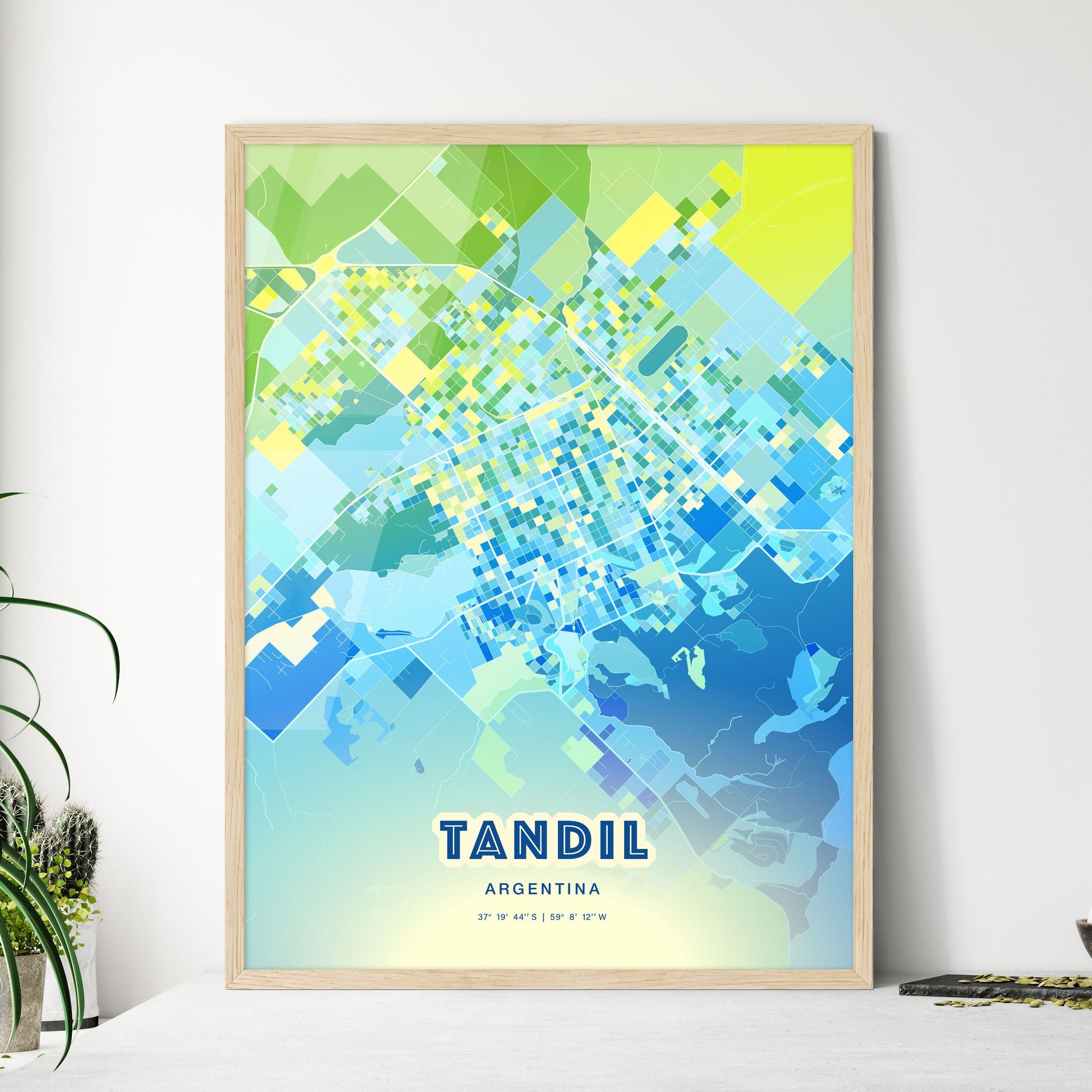 Colorful TANDIL ARGENTINA Fine Art Map Cool Blue