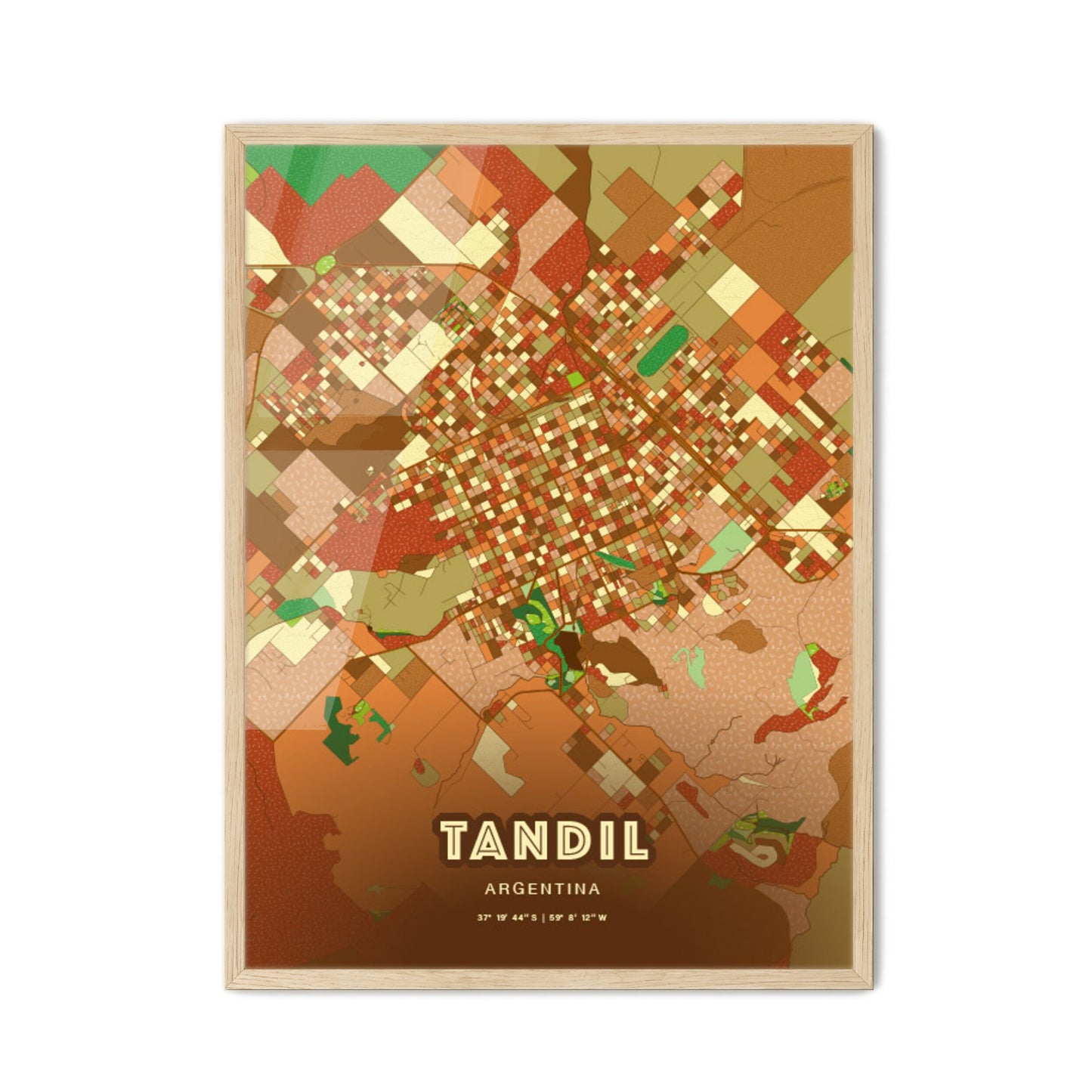 Colorful TANDIL ARGENTINA Fine Art Map Farmhouse