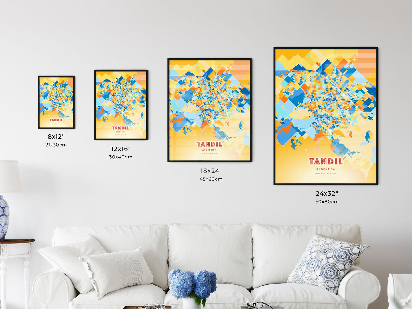 Colorful TANDIL ARGENTINA Fine Art Map Blue Orange