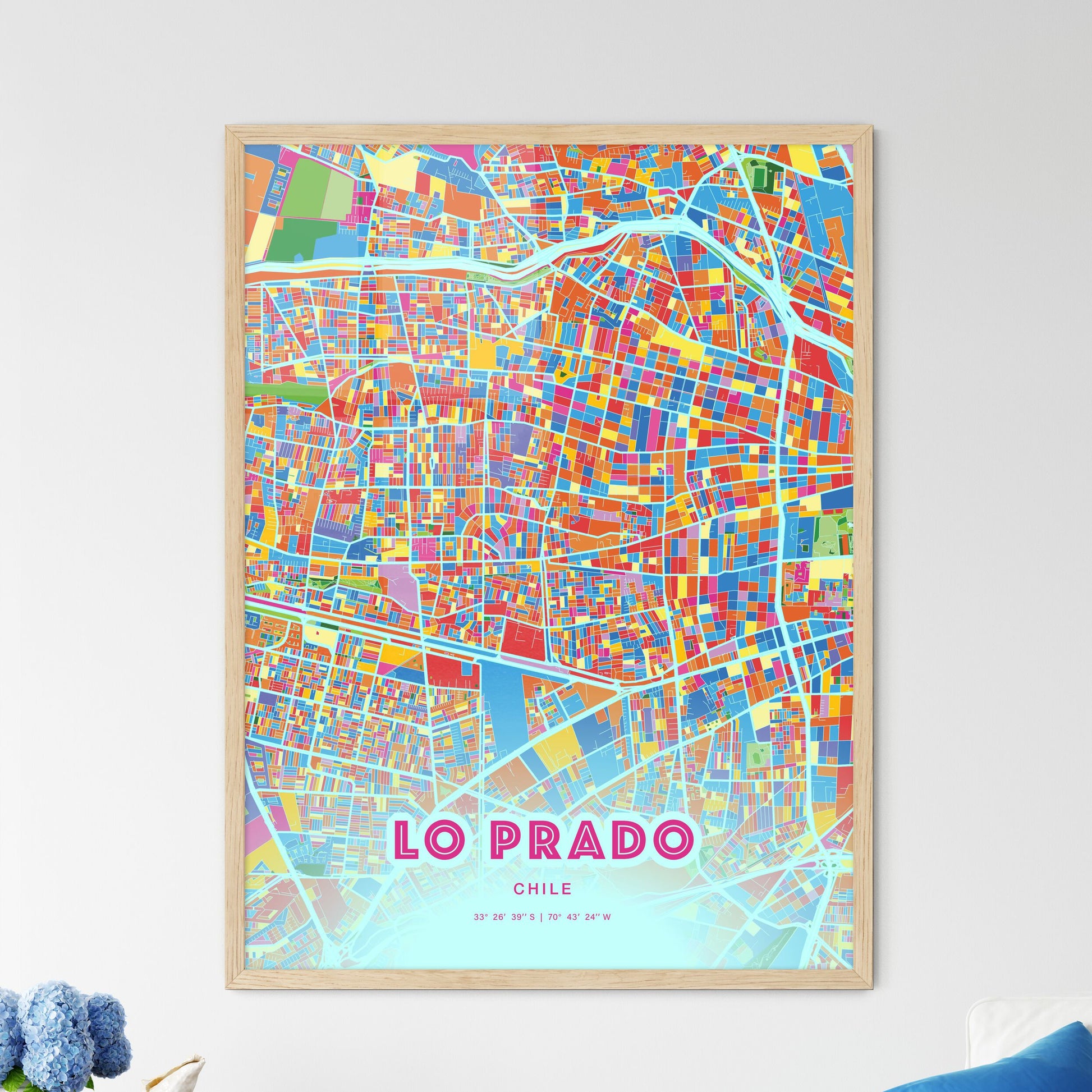 Colorful LO PRADO CHILE Fine Art Map Crazy Colors