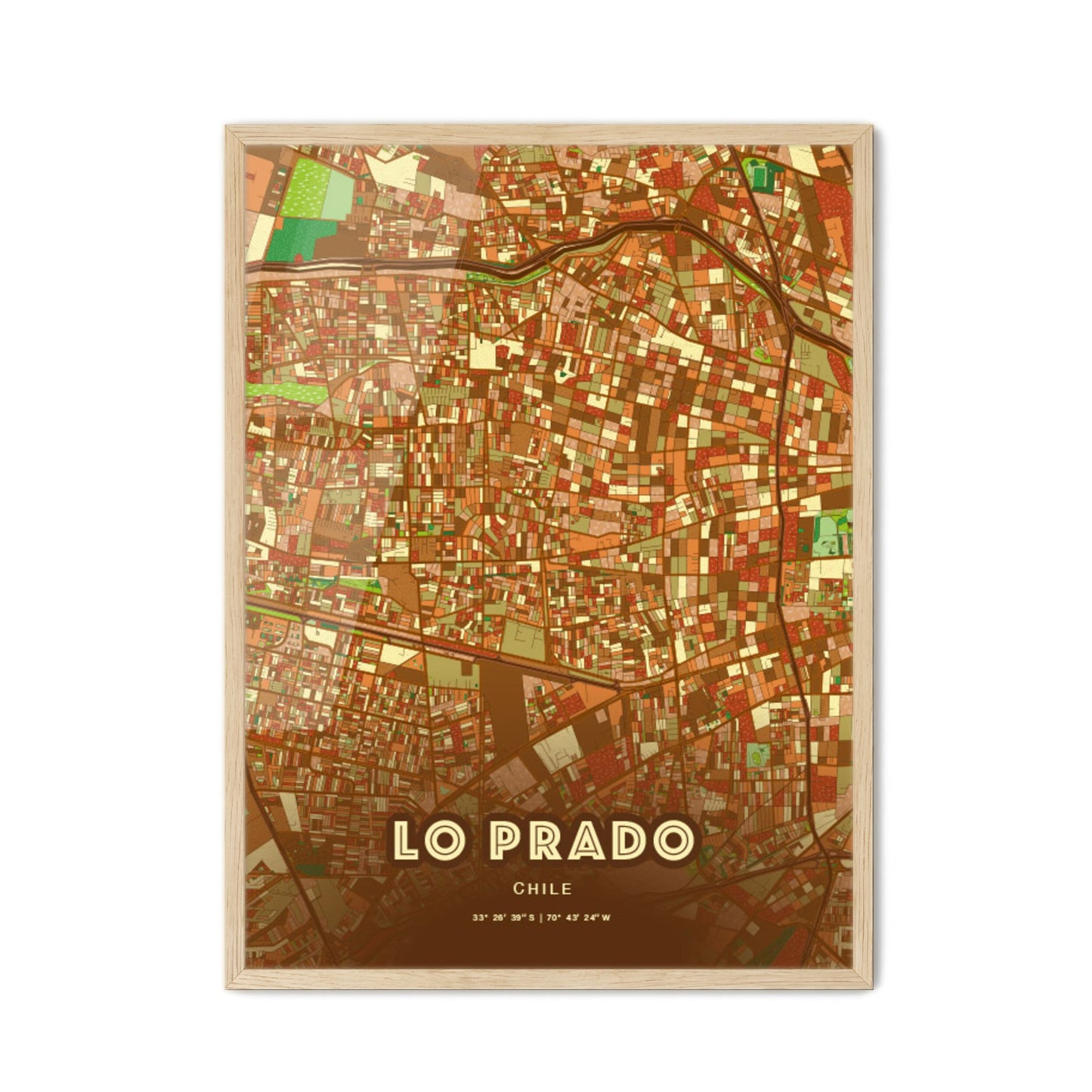 Colorful LO PRADO CHILE Fine Art Map Farmhouse