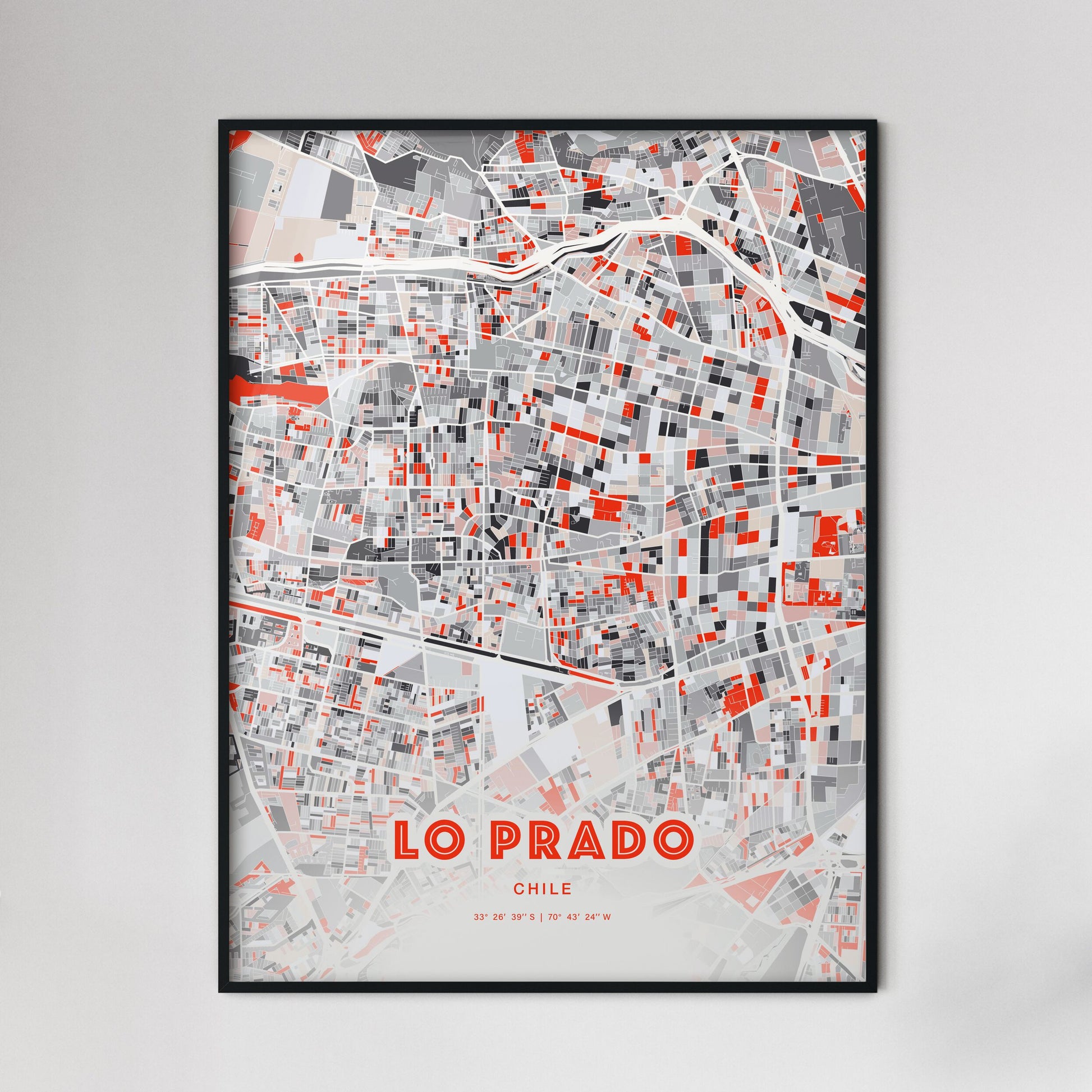 Colorful LO PRADO CHILE Fine Art Map Modern