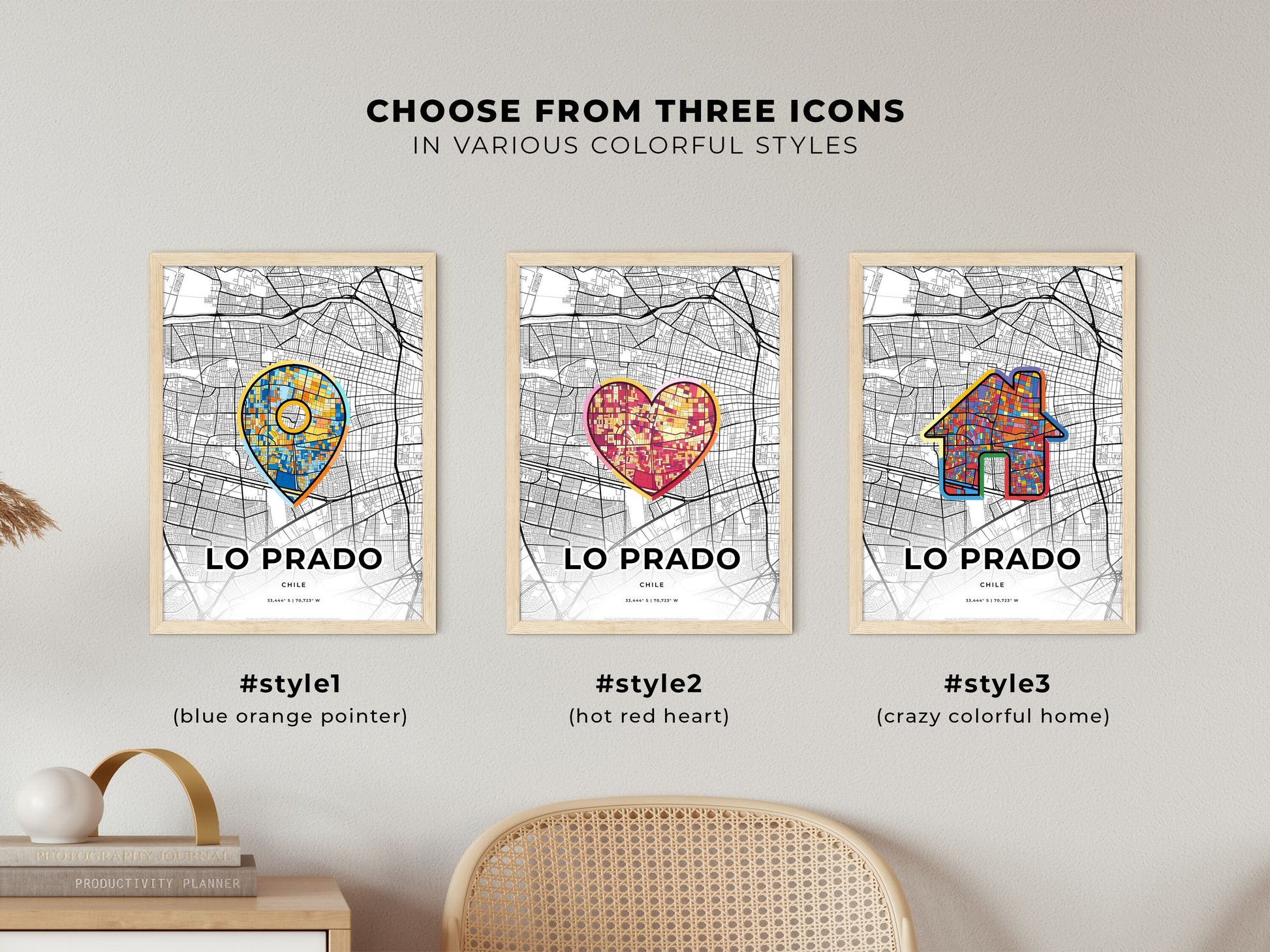 Lo Prado Chile maps with colorful icons