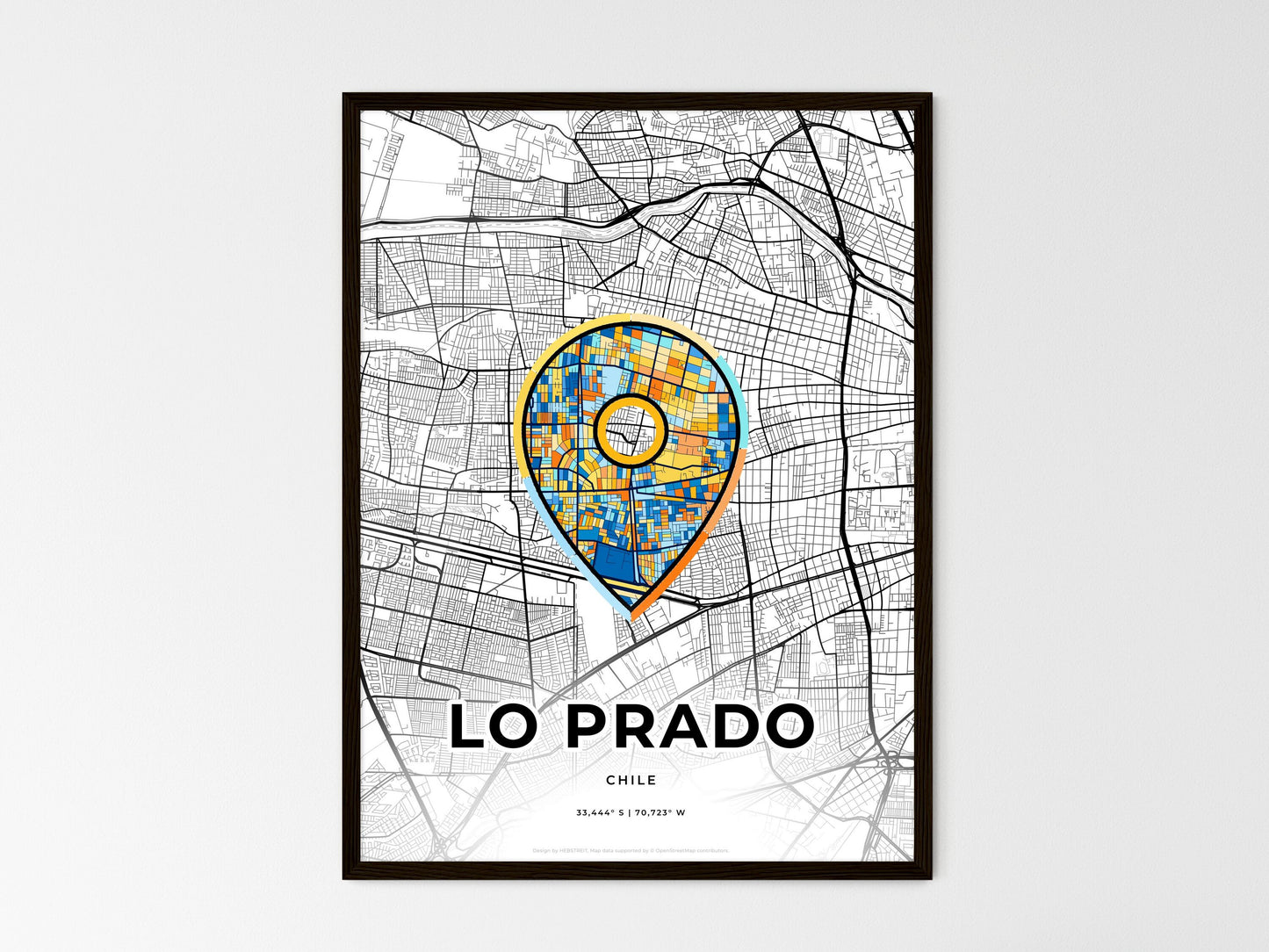 Lo Prado Chile wedding art map with pointer icon