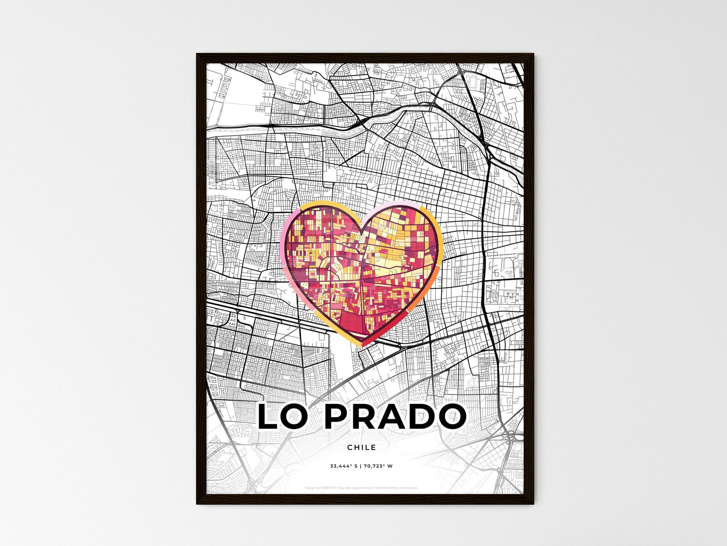 Lo Prado Chile wedding art map with heart icon