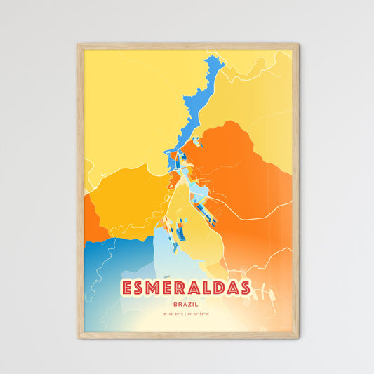 Colorful ESMERALDAS BRAZIL Fine Art Map Blue Orange