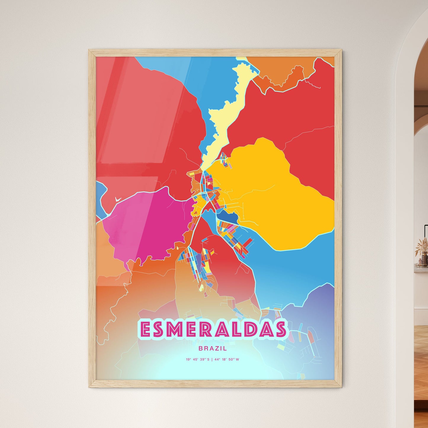 Colorful ESMERALDAS BRAZIL Fine Art Map Crazy Colors