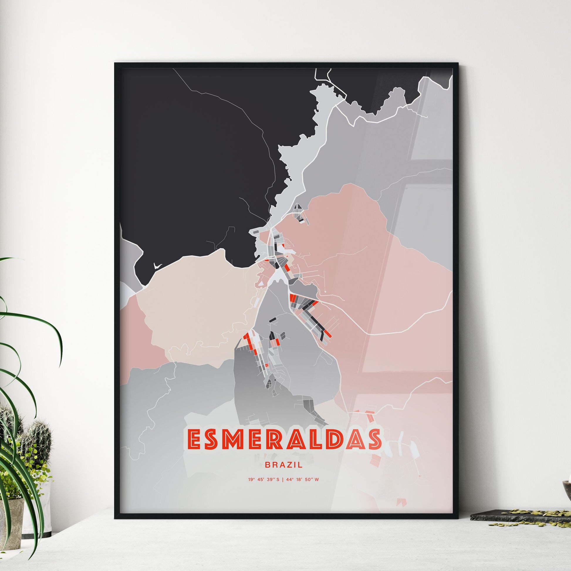 Colorful ESMERALDAS BRAZIL Fine Art Map Modern